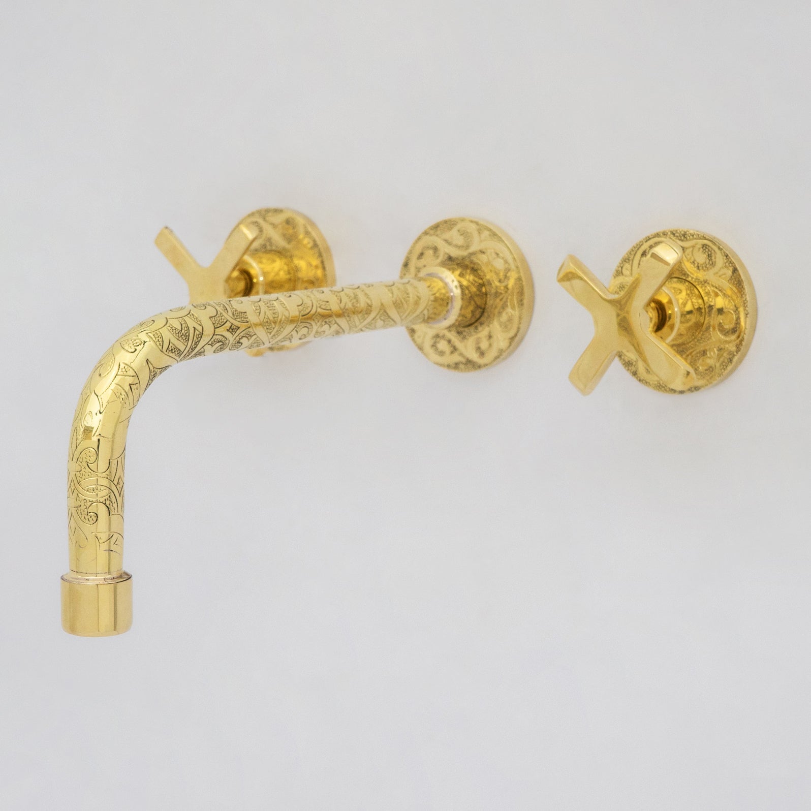 Engraved Solid Brass Built-in Faucet, Unlacquered Bathroom Sink Faucet alternate view 6