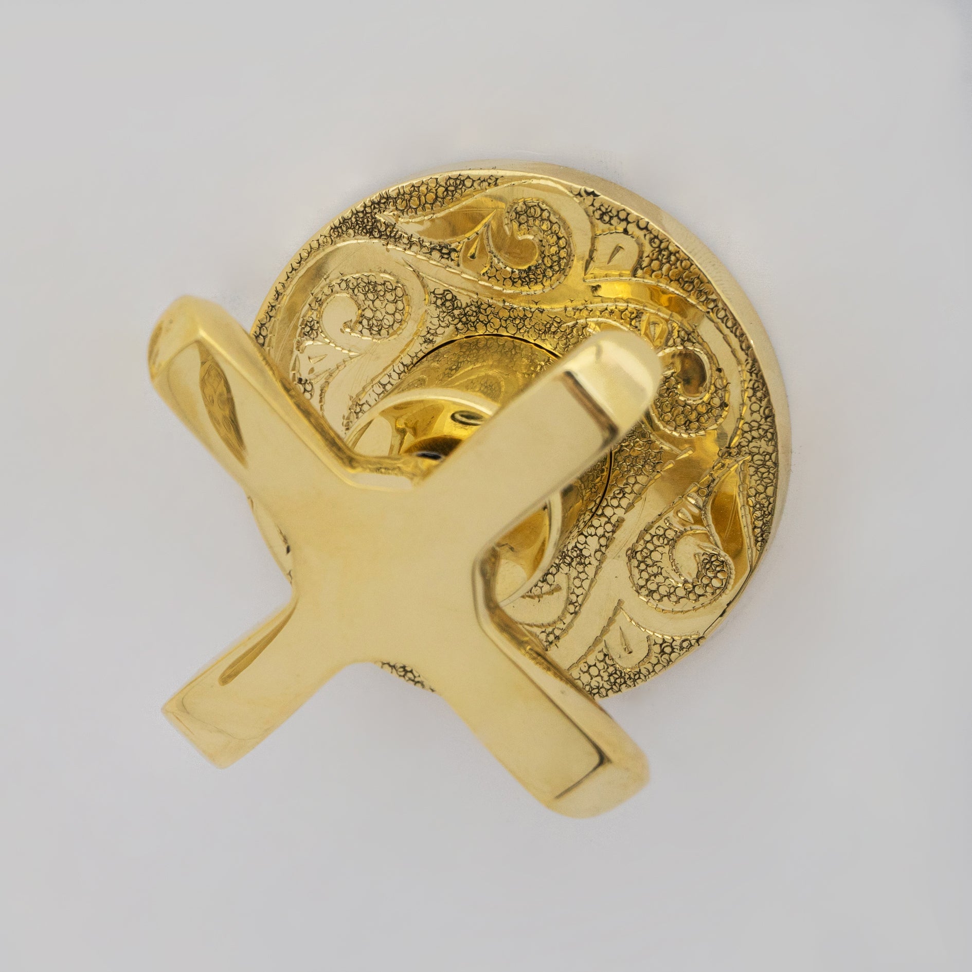 Engraved Solid Brass Built-in Faucet, Unlacquered Bathroom Sink Faucet alternate view 13