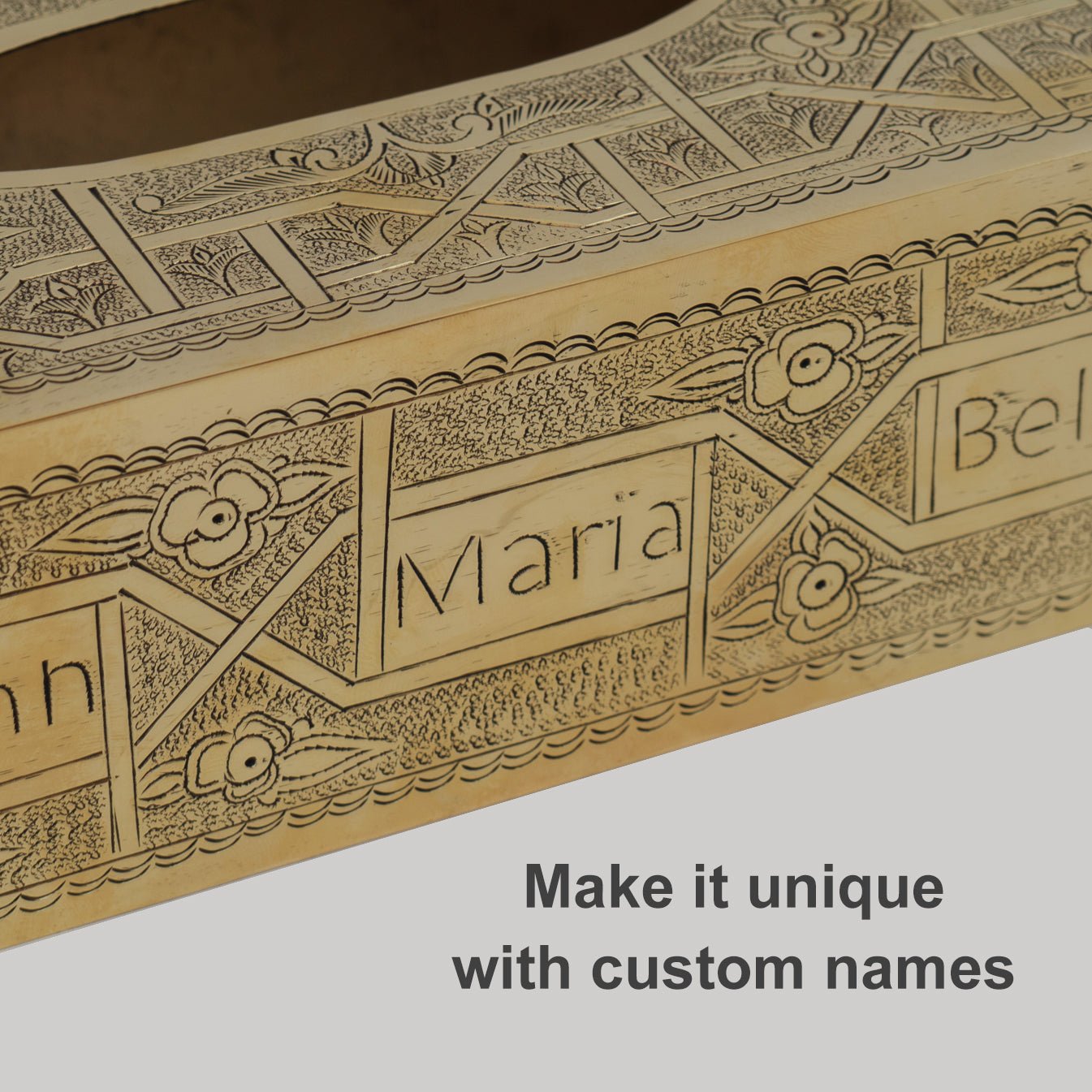 Engraved Solid Brass Rectangular Tissue Box Cover alternate view 9