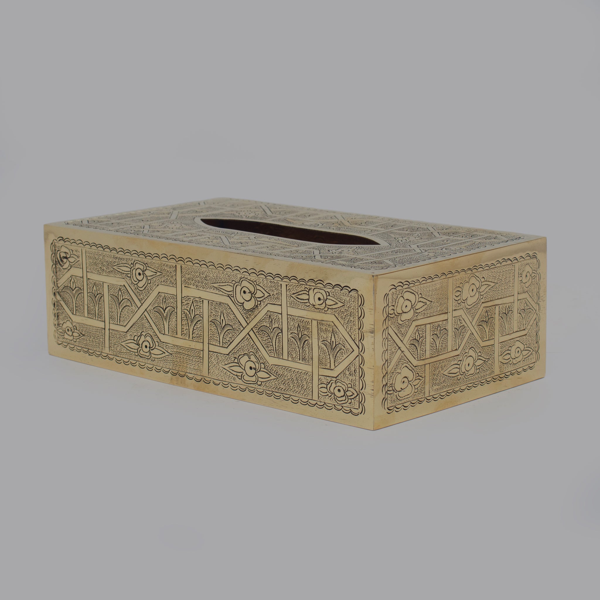 Engraved Solid Brass Rectangular Tissue Box Cover alternate view 5