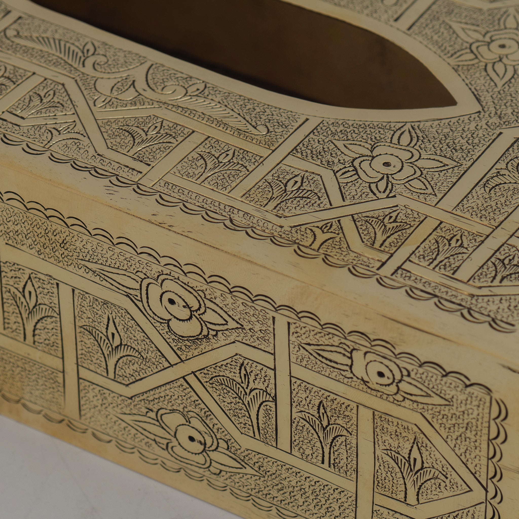Engraved Solid Brass Rectangular Tissue Box Cover alternate view 6