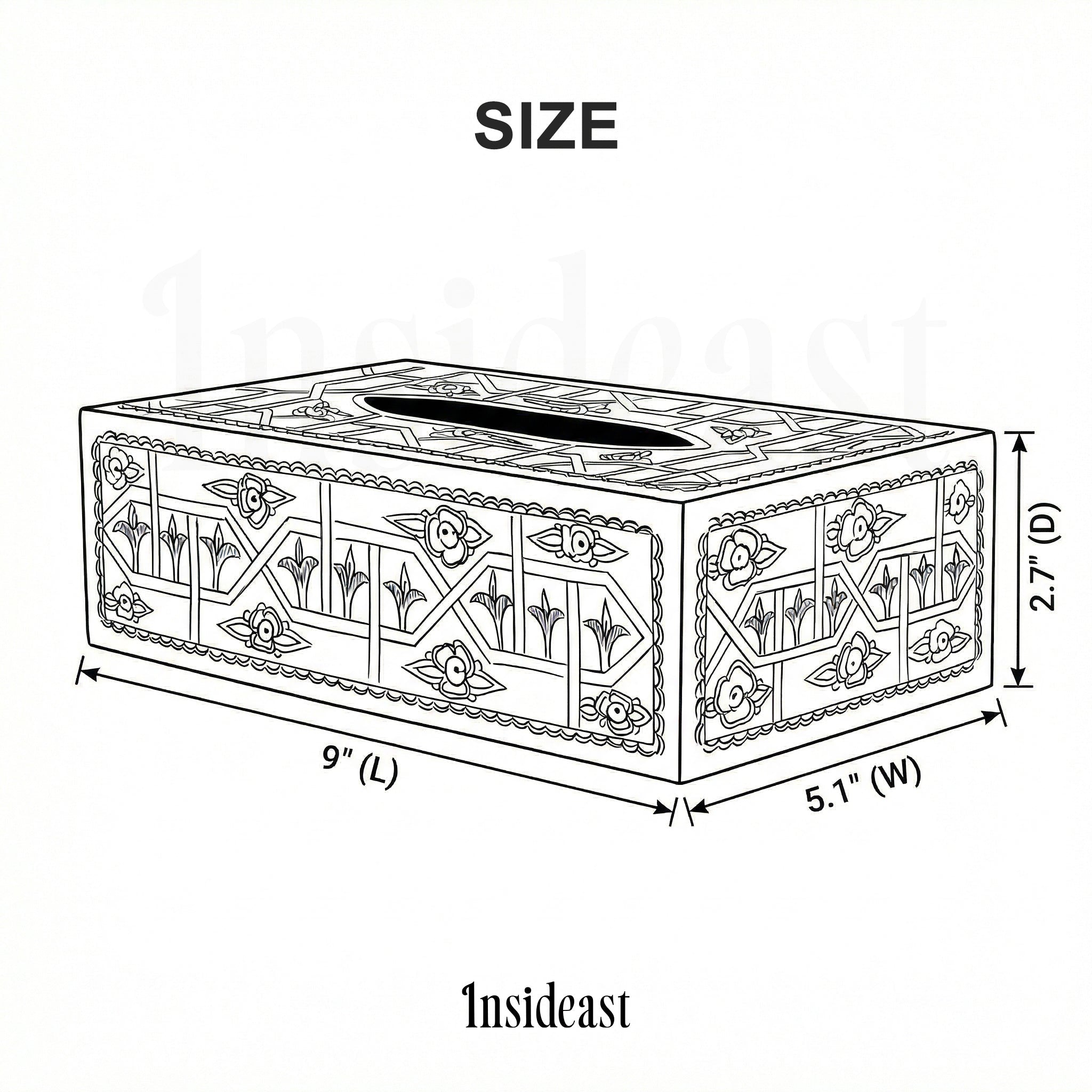 Engraved Solid Brass Rectangular Tissue Box Cover alternate view 8