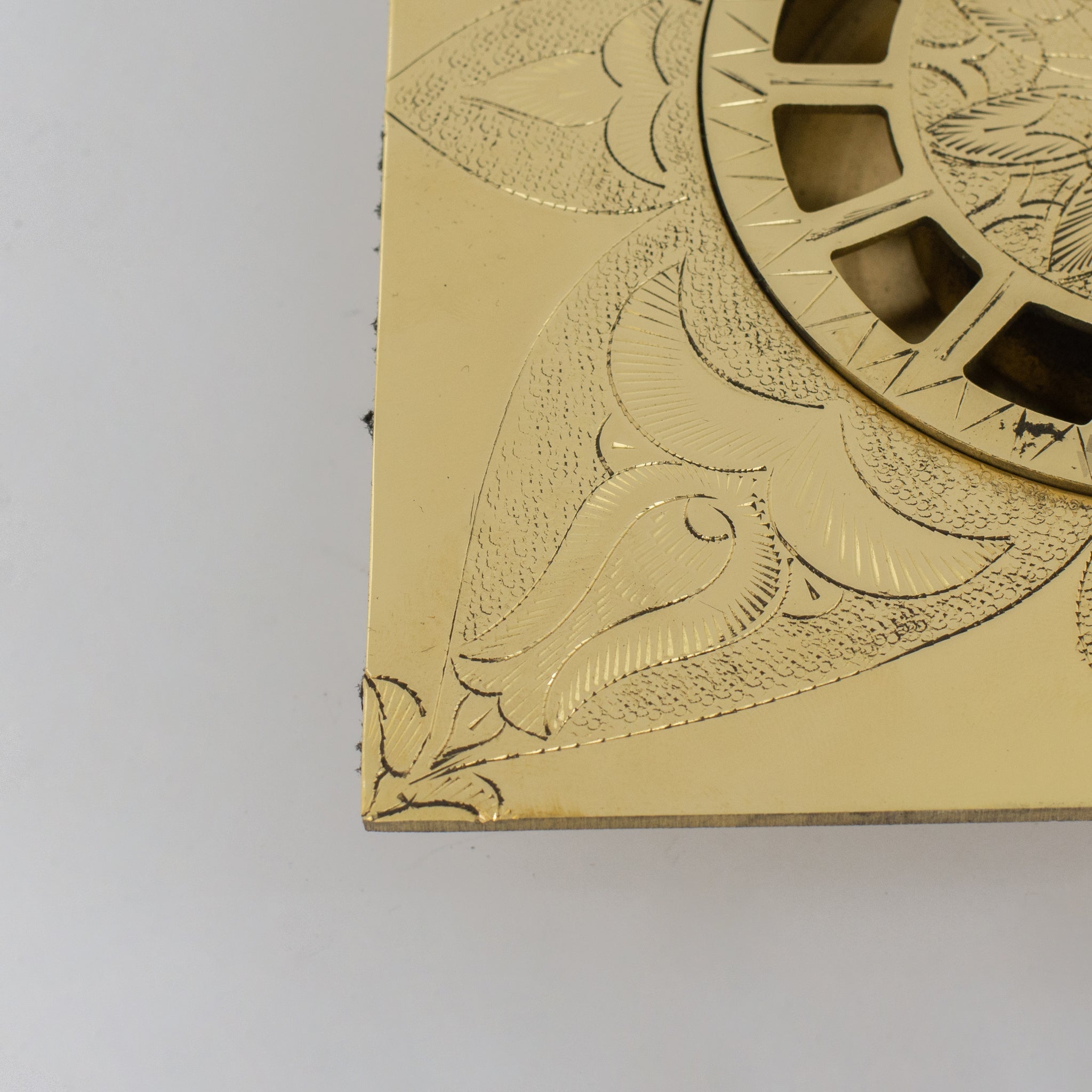 Engraved Traditional Style Brass Floor Drain | Shower floor alternate view 5