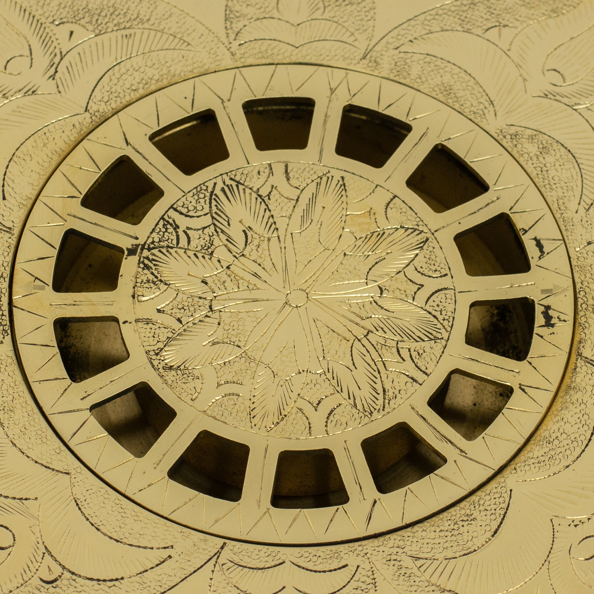 Engraved Traditional Style Brass Floor Drain | Shower floor alternate view 3