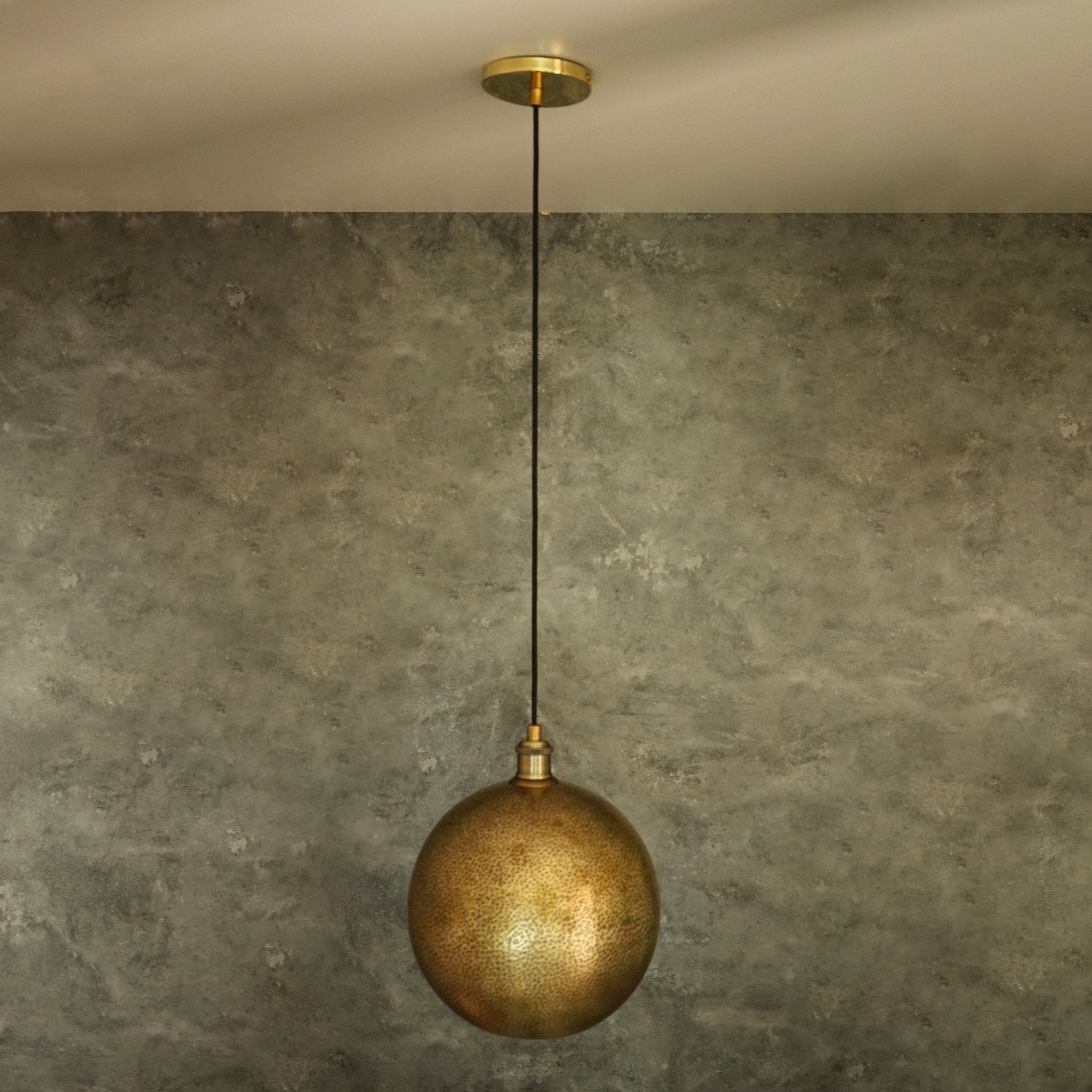 Hammered Brass Ball Pendant Light, Dome Ceiling Light alternate view 2