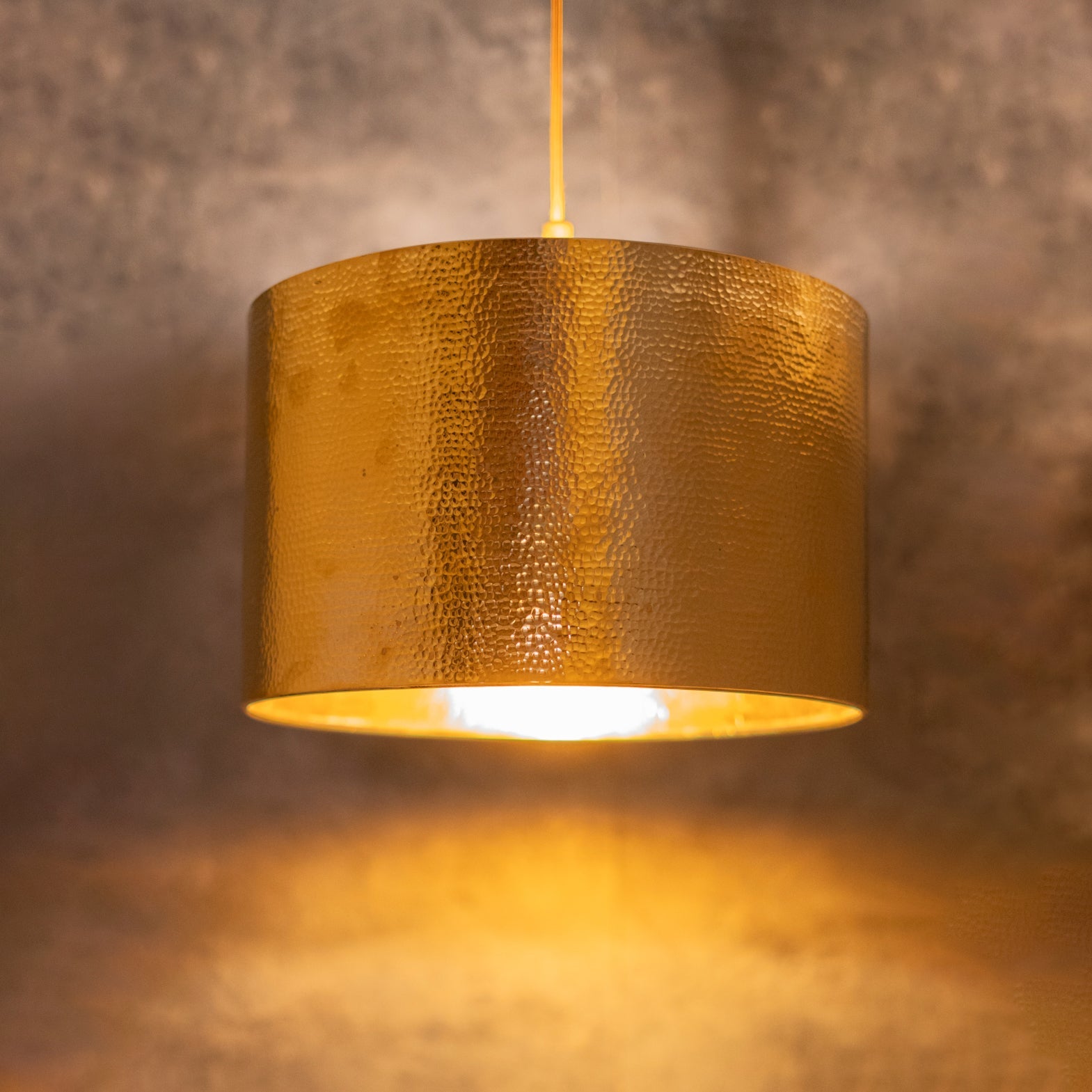 Hammered Brass Cylinder Pendant Light, Unlacquered Brass Pendant Light alternate view 8