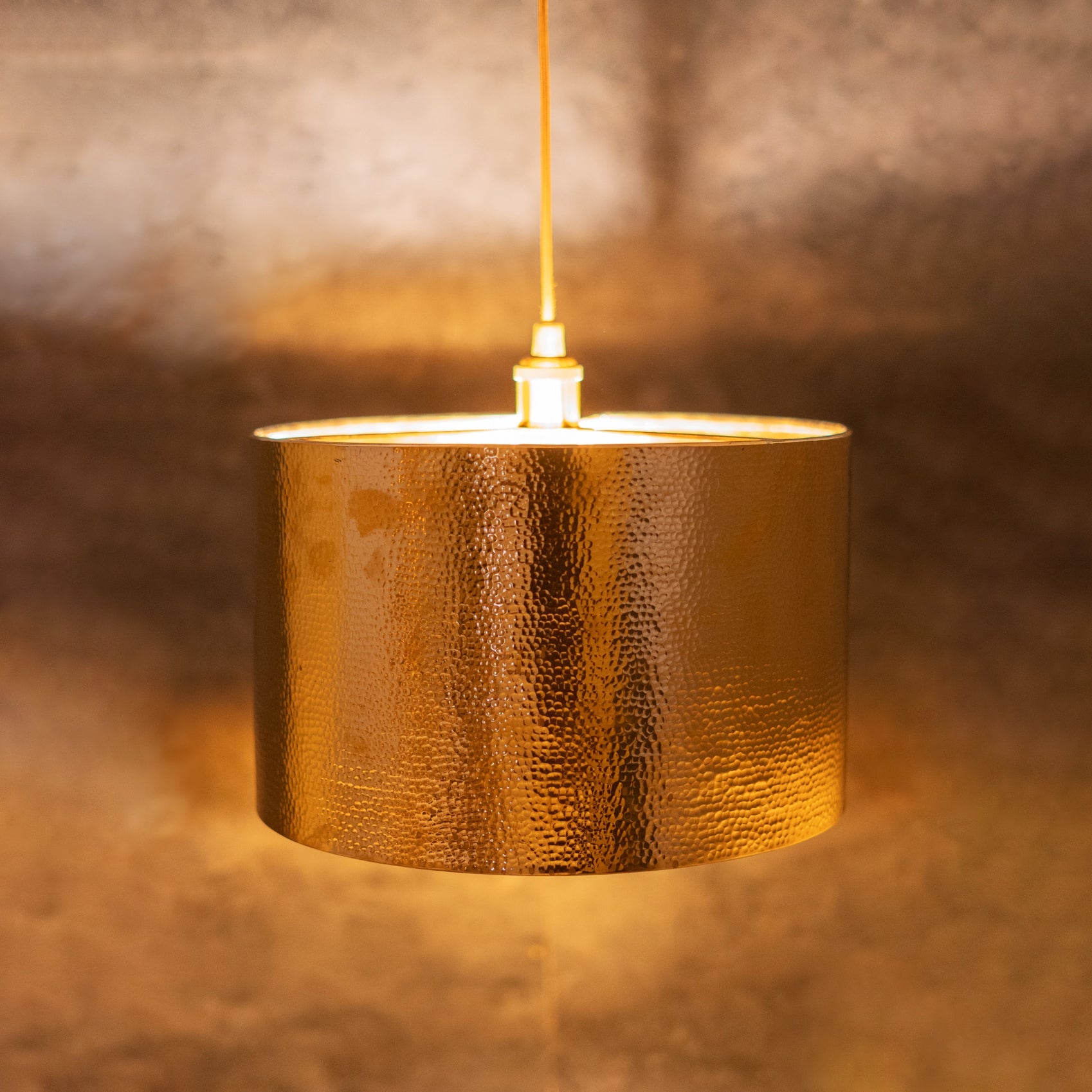Hammered Brass Cylinder Pendant Light, Unlacquered Brass Pendant Light alternate view 4