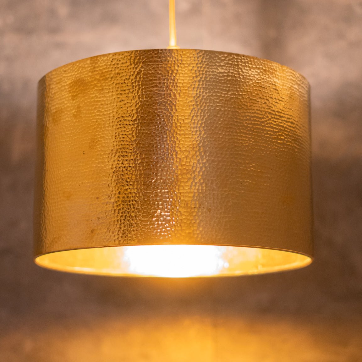 Hammered Brass Cylinder Pendant Light, Unlacquered Brass Pendant Light alternate view 7