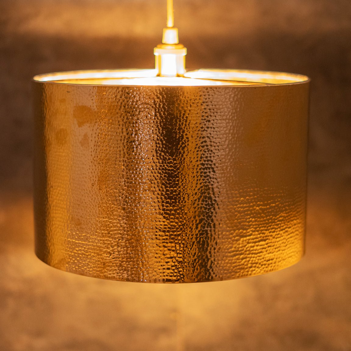 Hammered Brass Cylinder Pendant Light, Unlacquered Brass Pendant Light alternate view 2