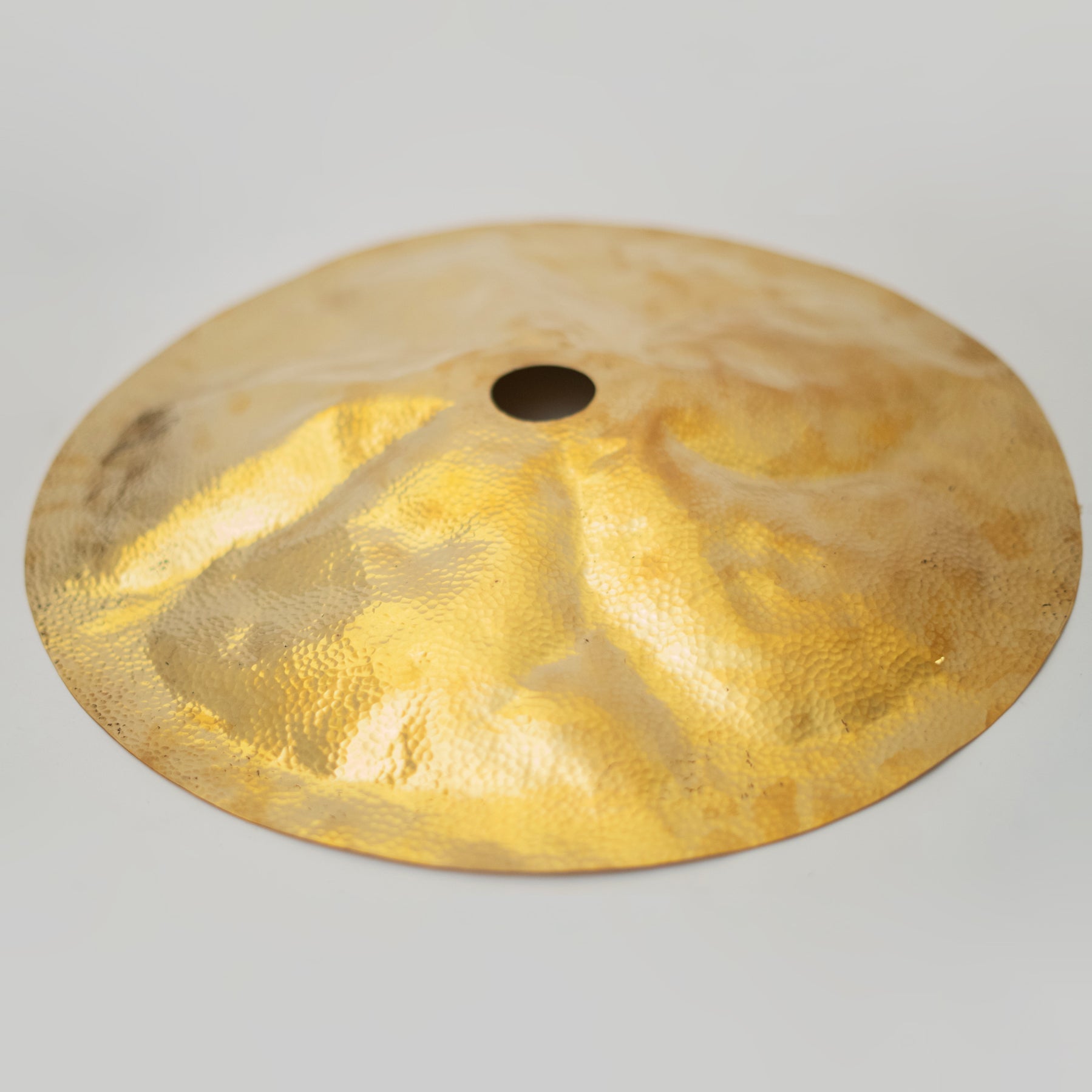 Hammered Brass Flat Disc Pendant Light, Brass Plate Lampshade, Flat Circle Shade alternate view 6