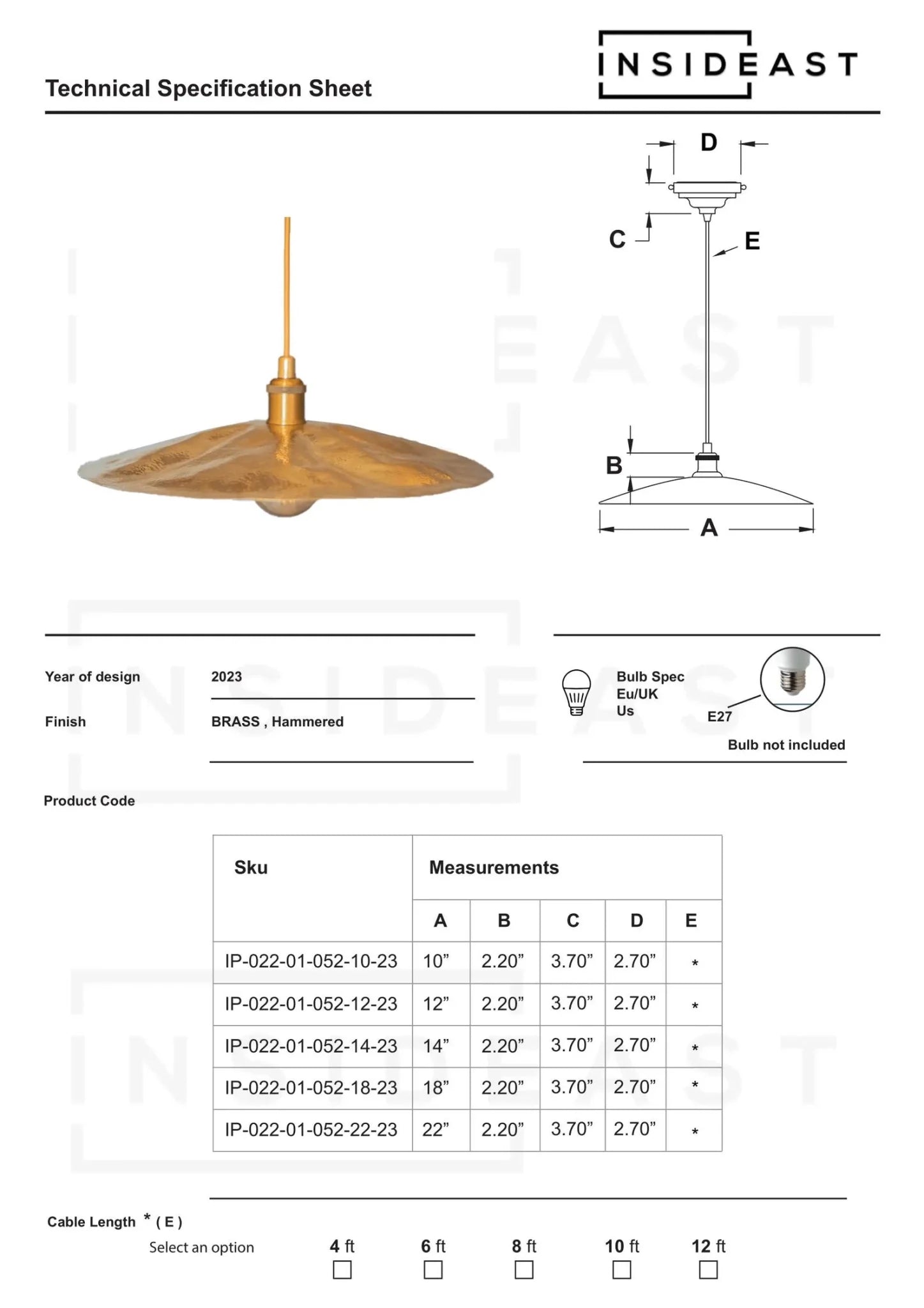 Hammered Brass Flat Disc Pendant Light, Brass Plate Lampshade, Flat Circle Shade alternate view 10