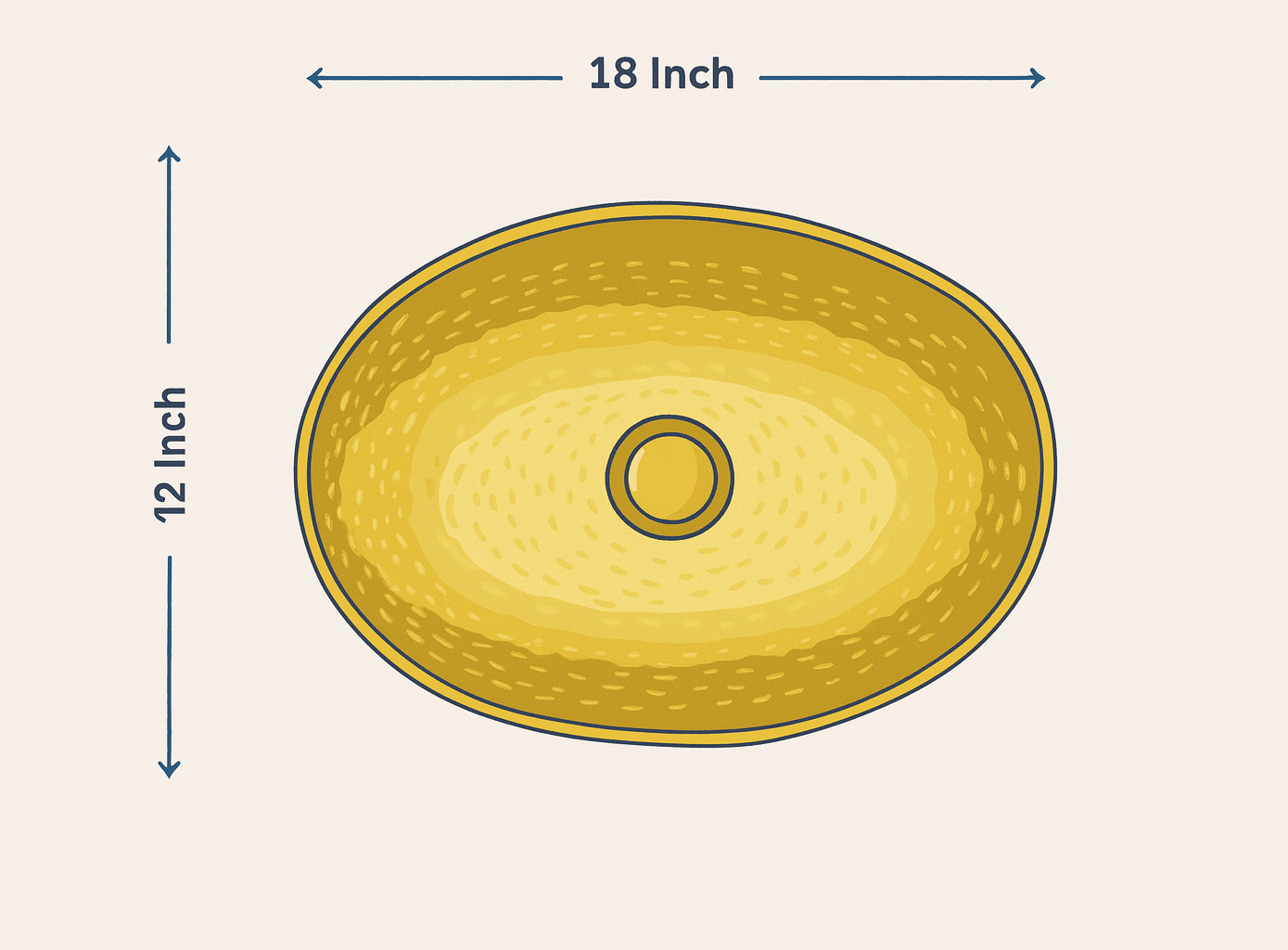 Hammered Brass Oval Vessel Sink | Handmade Bathroom Washbasin alternate view 13