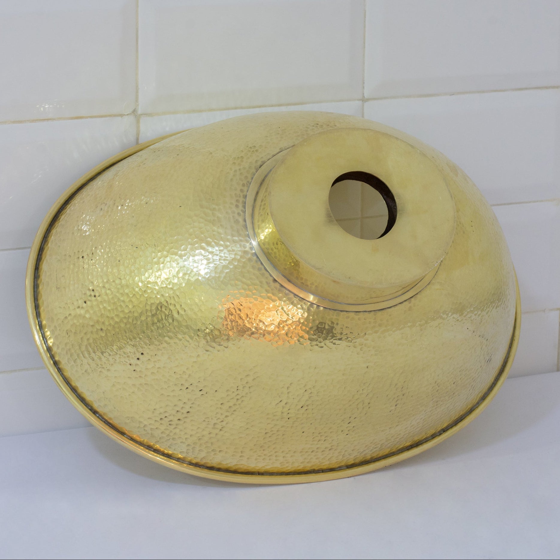 Hammered Brass Oval Vessel Sink | Handmade Bathroom Washbasin alternate view 3