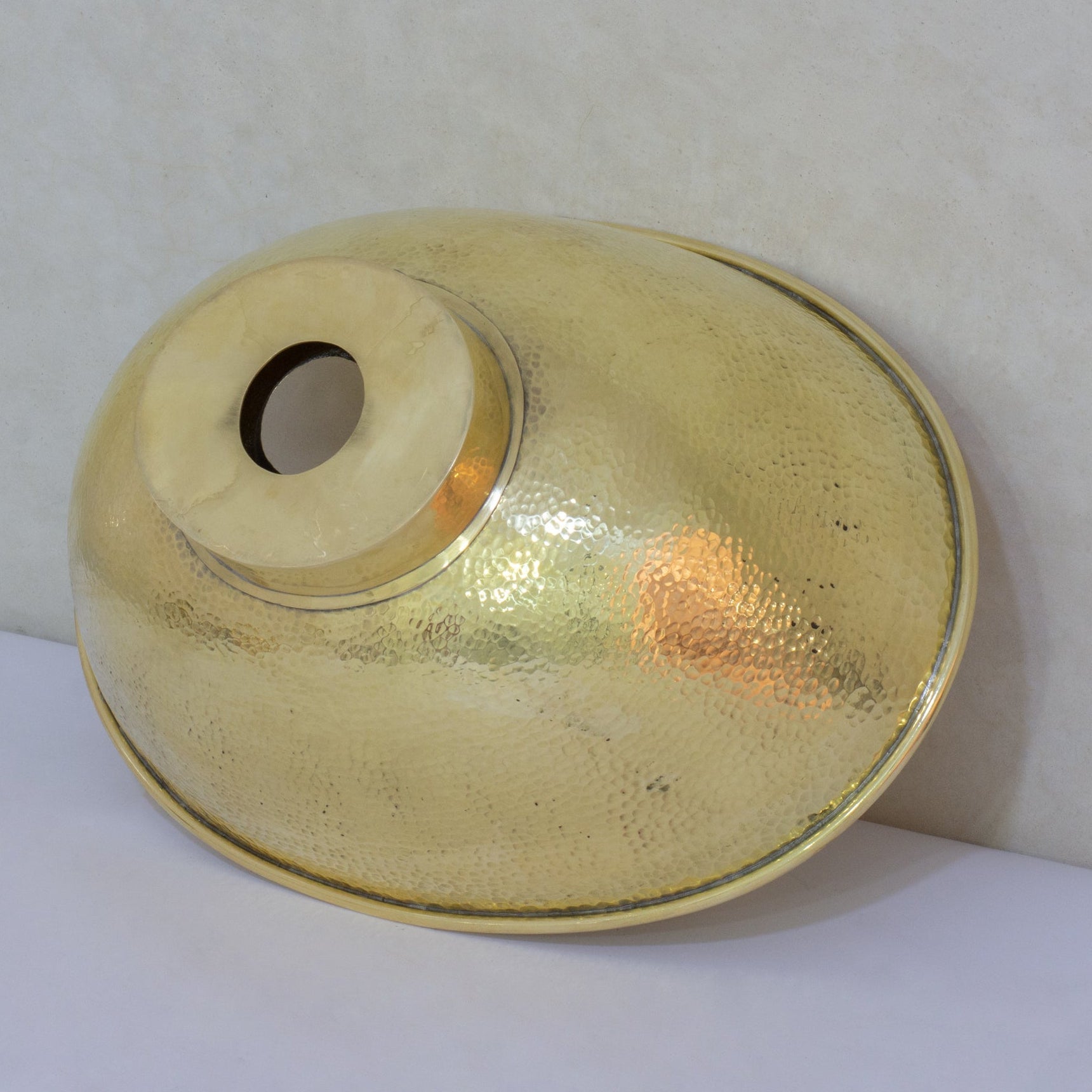 Hammered Brass Oval Vessel Sink | Handmade Bathroom Washbasin alternate view 6