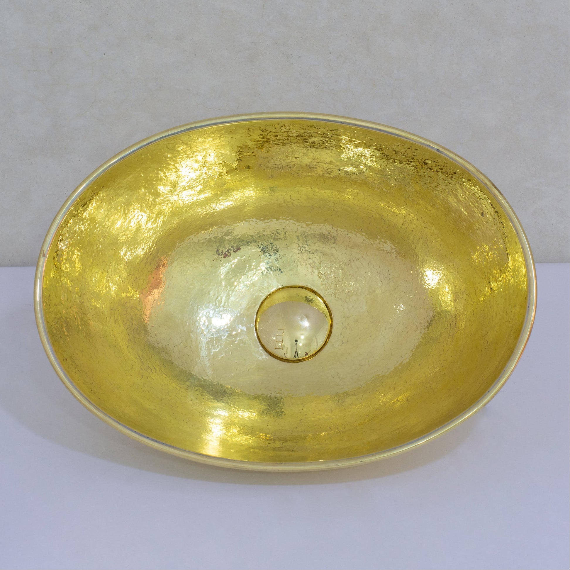 Hammered Brass Oval Vessel Sink | Handmade Bathroom Washbasin alternate view 5