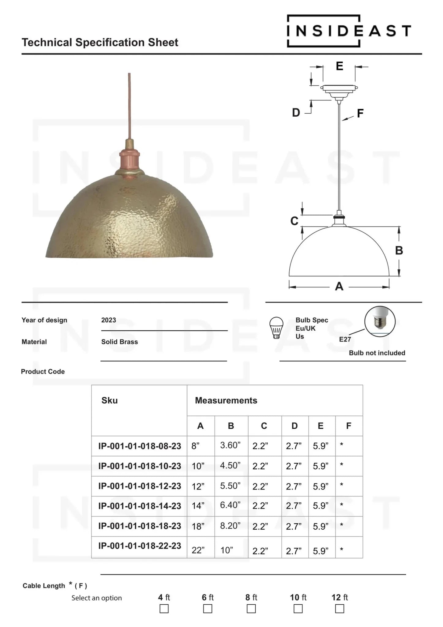 Hammered Brass Pendant Light, Unlacquered Brass Dome Lampshade, Kitchen Island Light alternate view 14