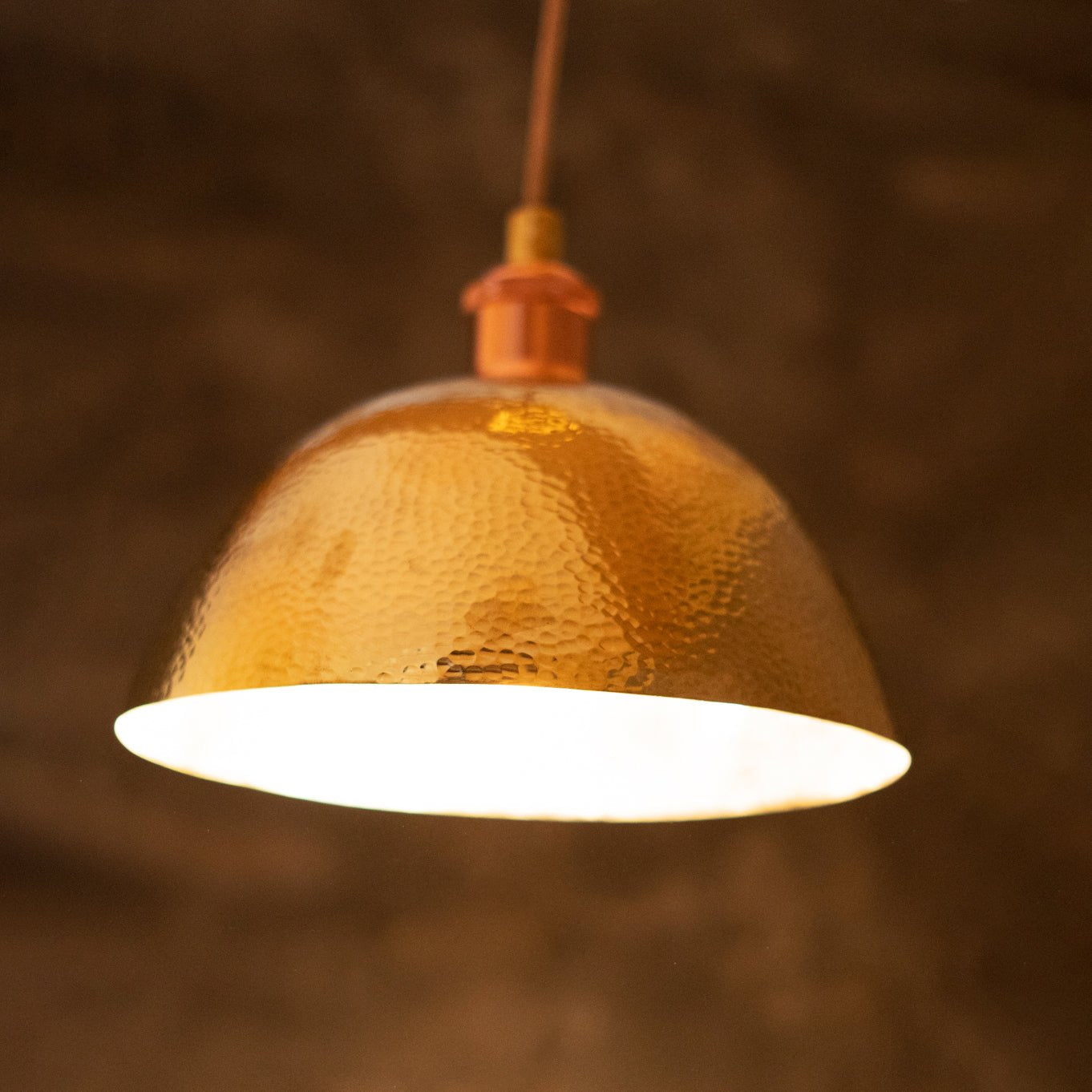 Hammered Brass Pendant Light, Unlacquered Brass Dome Lampshade, Kitchen Island Light alternate view 5