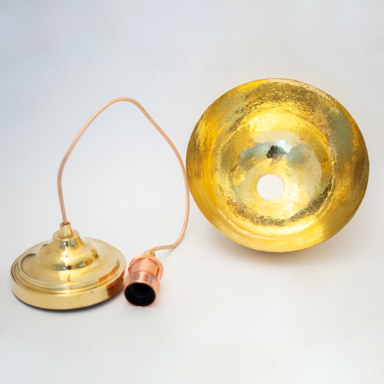 Hammered Brass Pendant Light, Unlacquered Brass Dome Lampshade, Kitchen Island Light alternate view 11