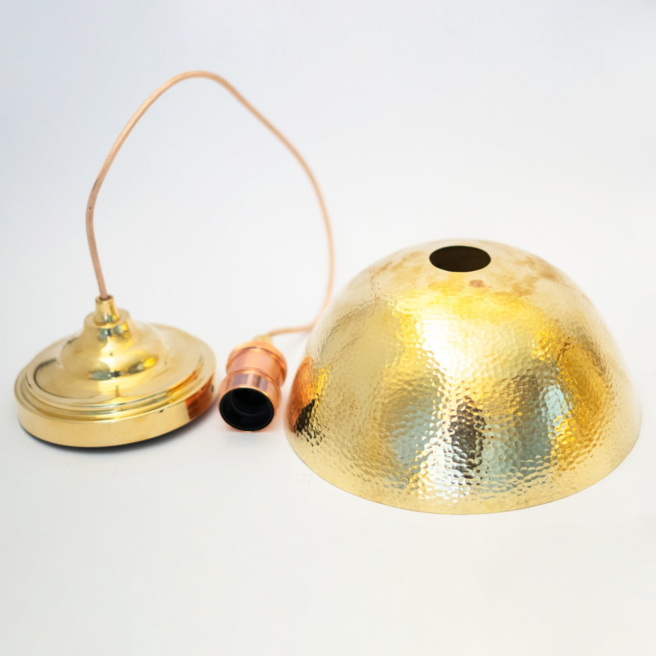 Hammered Brass Pendant Light, Unlacquered Brass Dome Lampshade, Kitchen Island Light alternate view 12