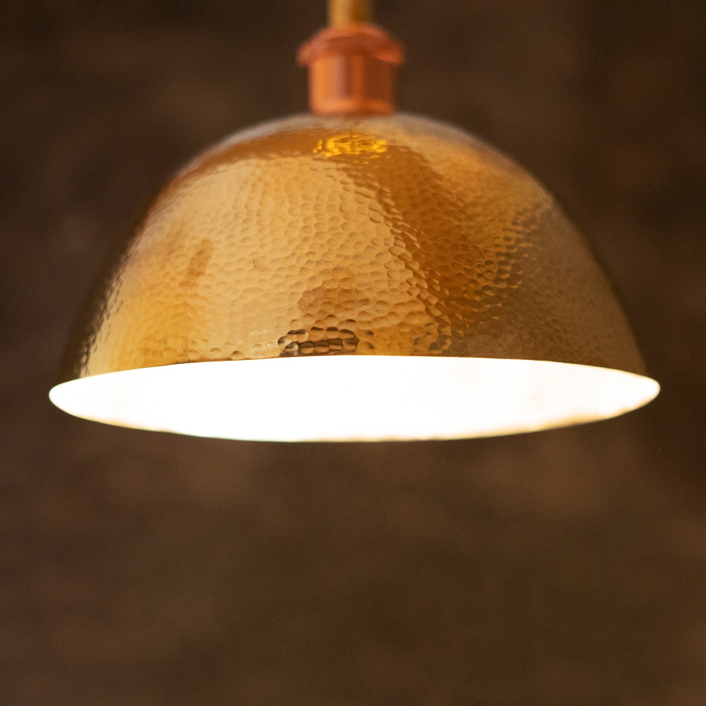 Hammered Brass Pendant Light, Unlacquered Brass Dome Lampshade, Kitchen Island Light alternate view 3