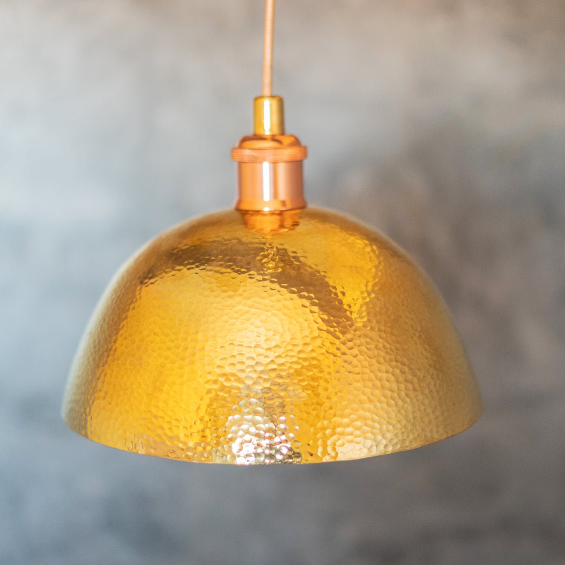 Hammered Brass Pendant Light, Unlacquered Brass Dome Lampshade, Kitchen Island Light alternate view 6