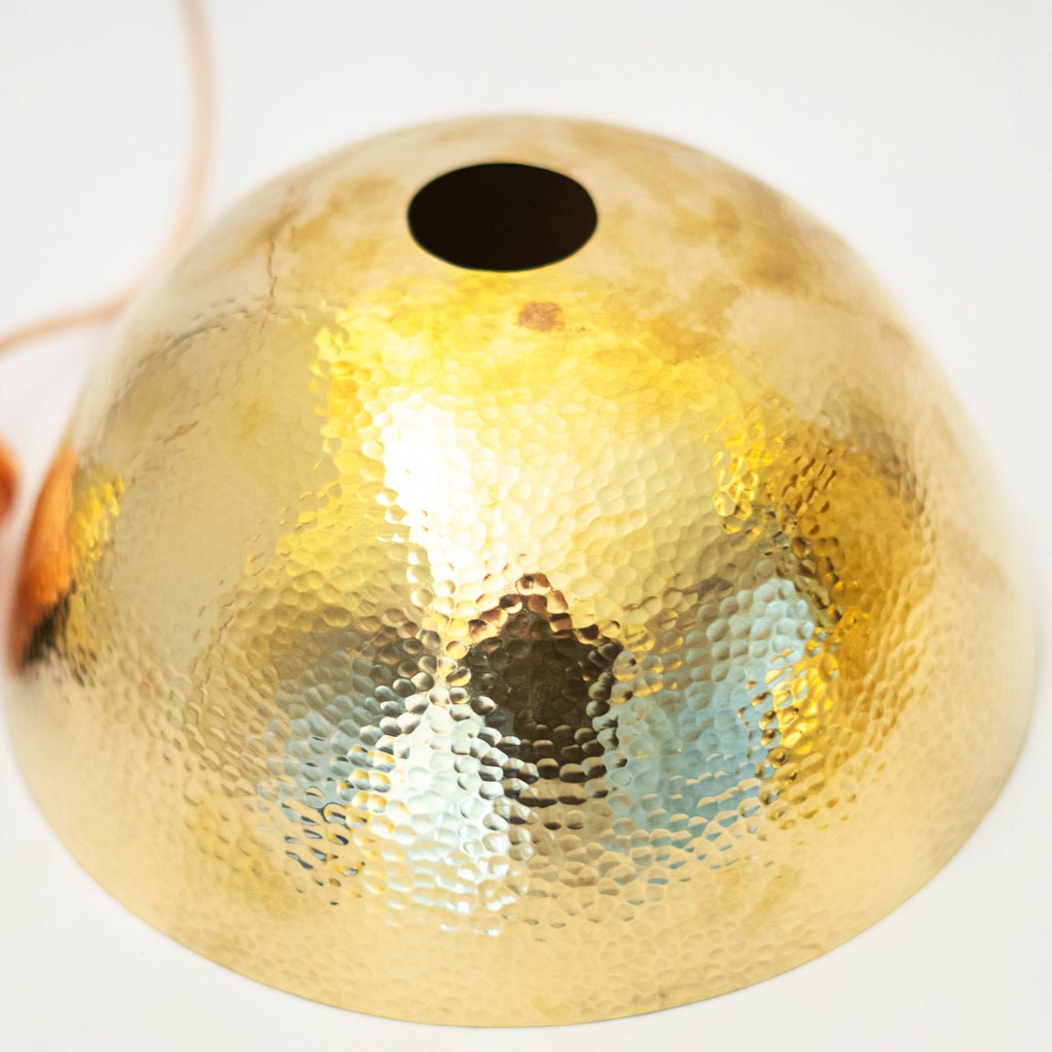 Hammered Brass Pendant Light, Unlacquered Brass Dome Lampshade, Kitchen Island Light alternate view 9