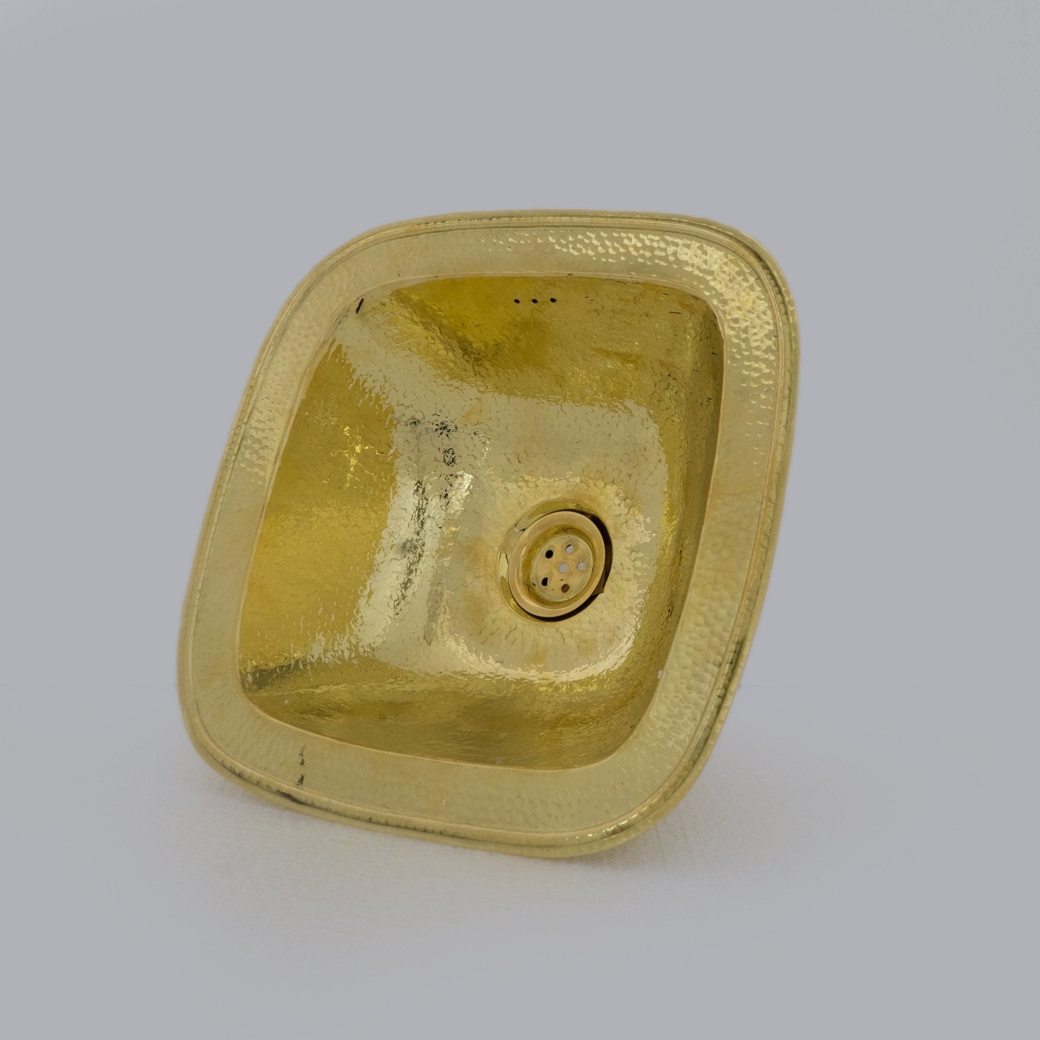 Hammered Brass Sink, Square Drop-in Brass Bathroom Sink, Hammered Antique Brass Sink alternate view 3