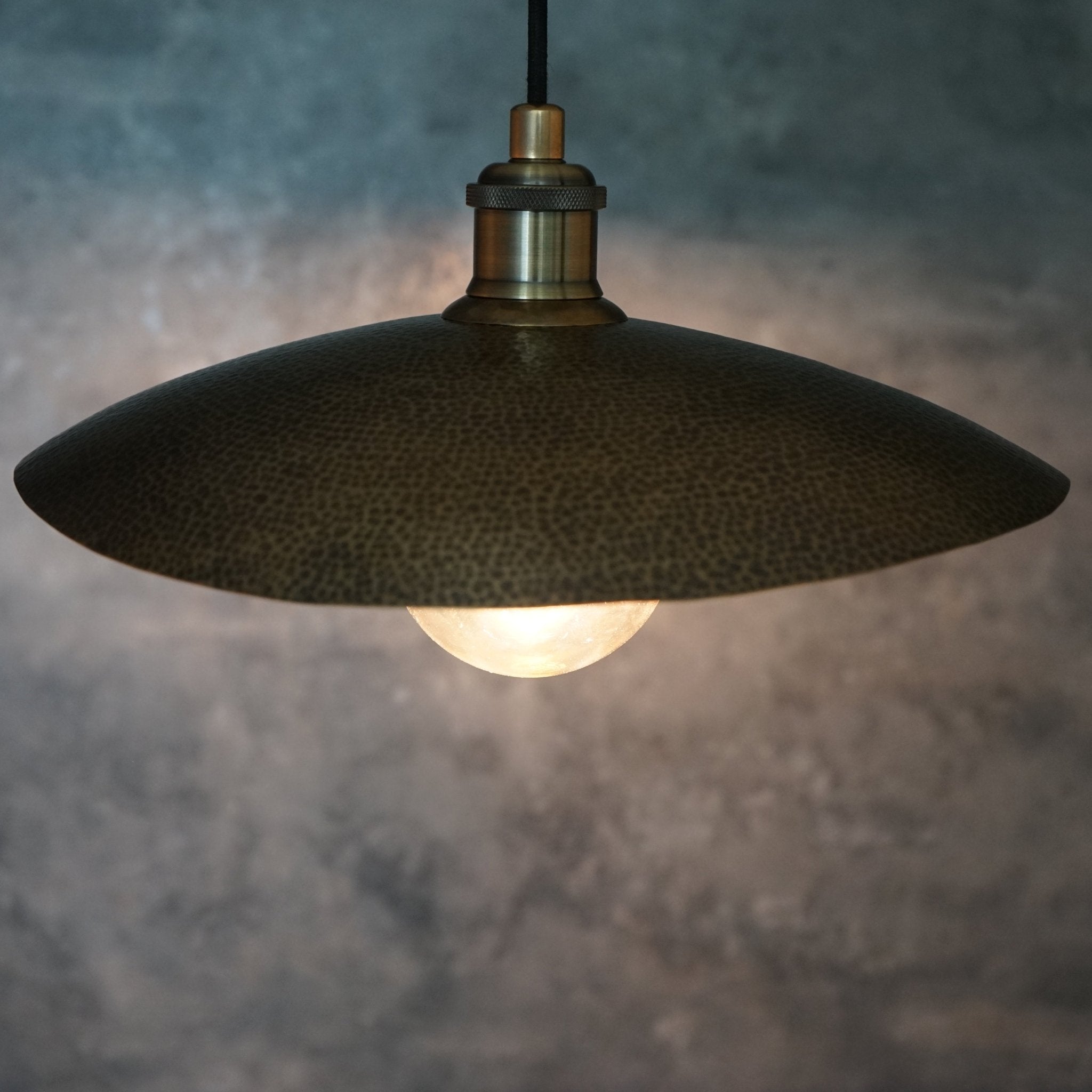 Hammered Bronze Finish Bowl Plate Pendant Light, Solid Brass Ceiling Light alternate view 5
