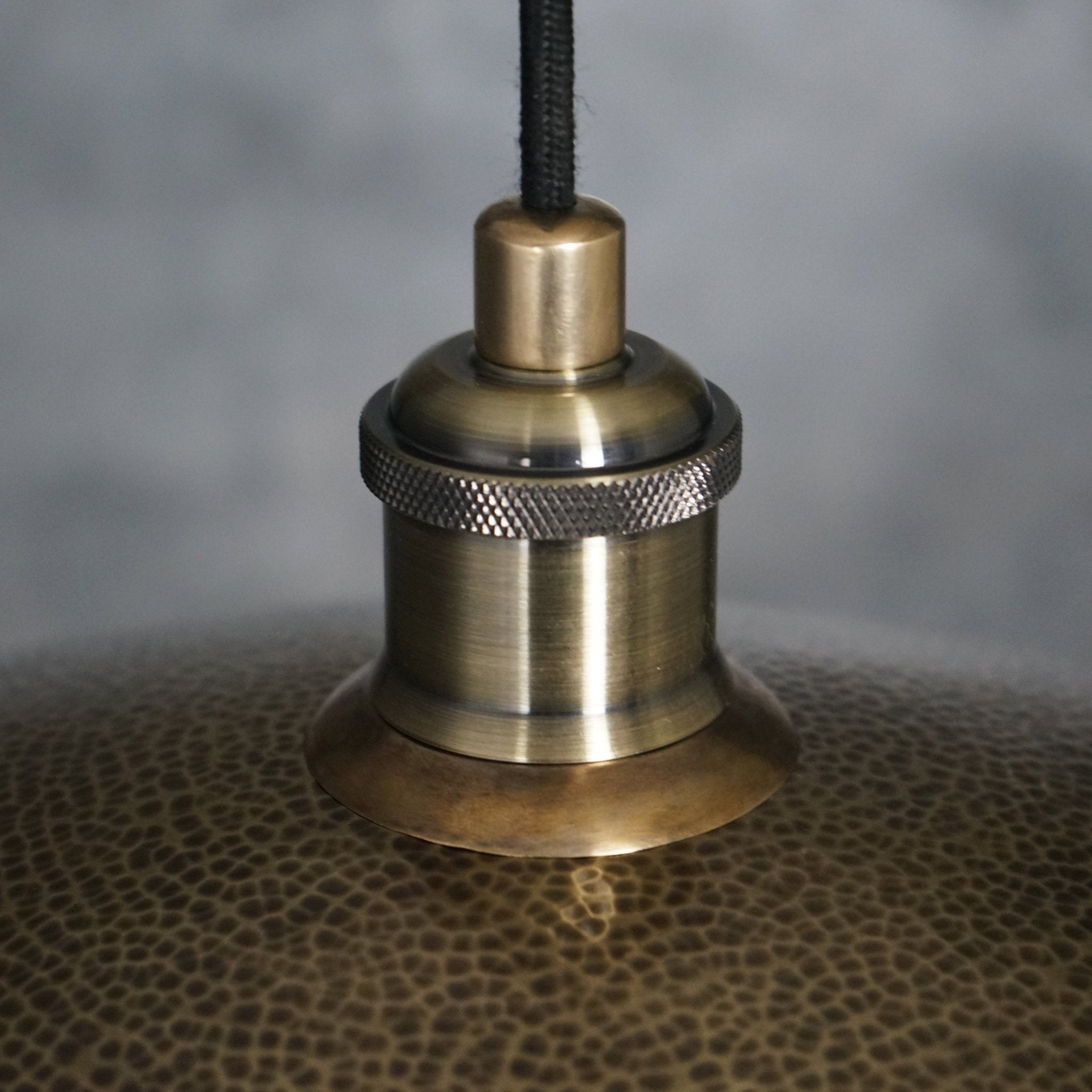 Hammered Bronze Finish Bowl Plate Pendant Light, Solid Brass Ceiling Light alternate view 12