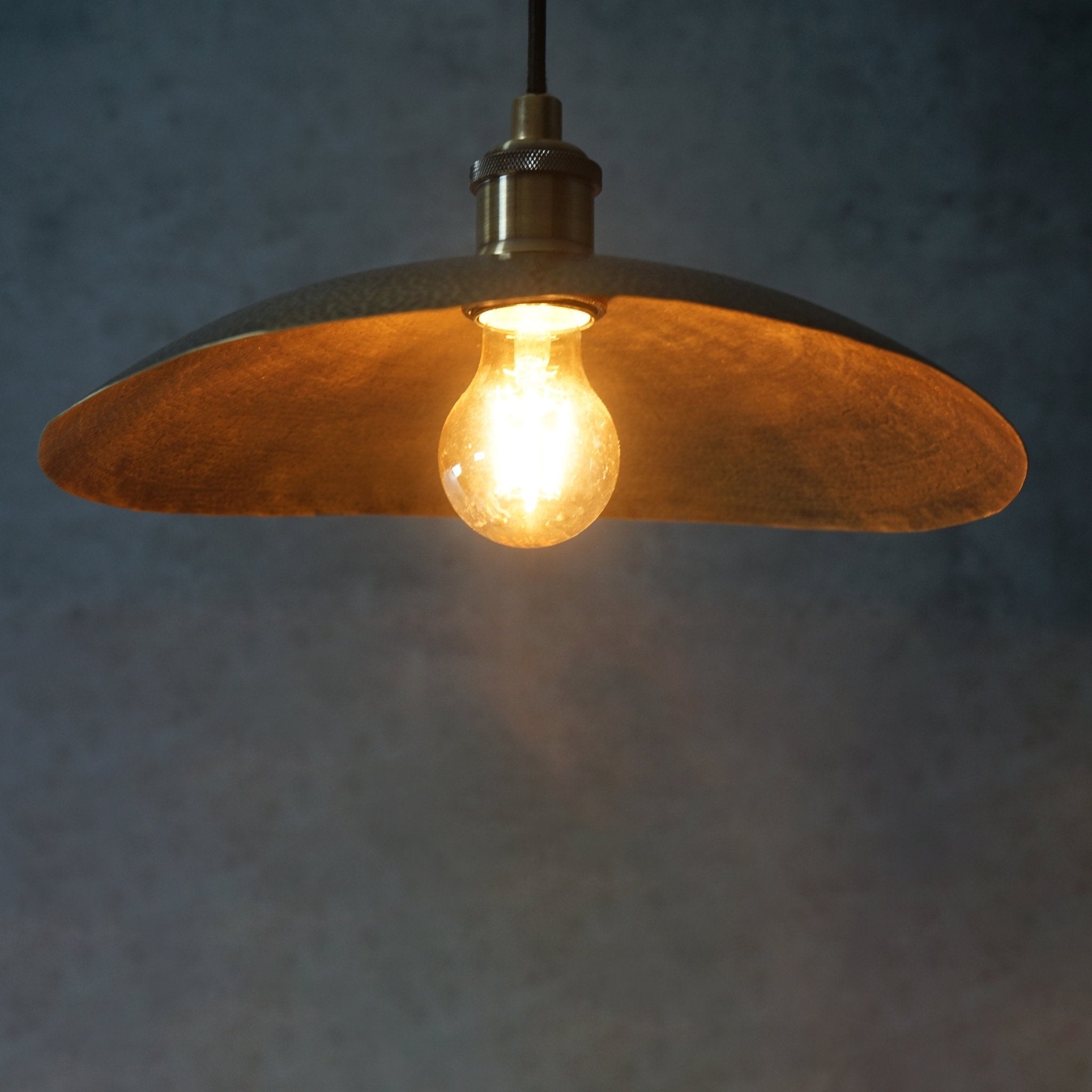 Hammered Bronze Finish Bowl Plate Pendant Light, Solid Brass Ceiling Light alternate view 7