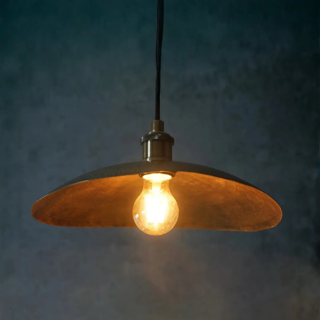 Hammered Bronze Finish Bowl Plate Pendant Light, Solid Brass Ceiling Light alternate view 14