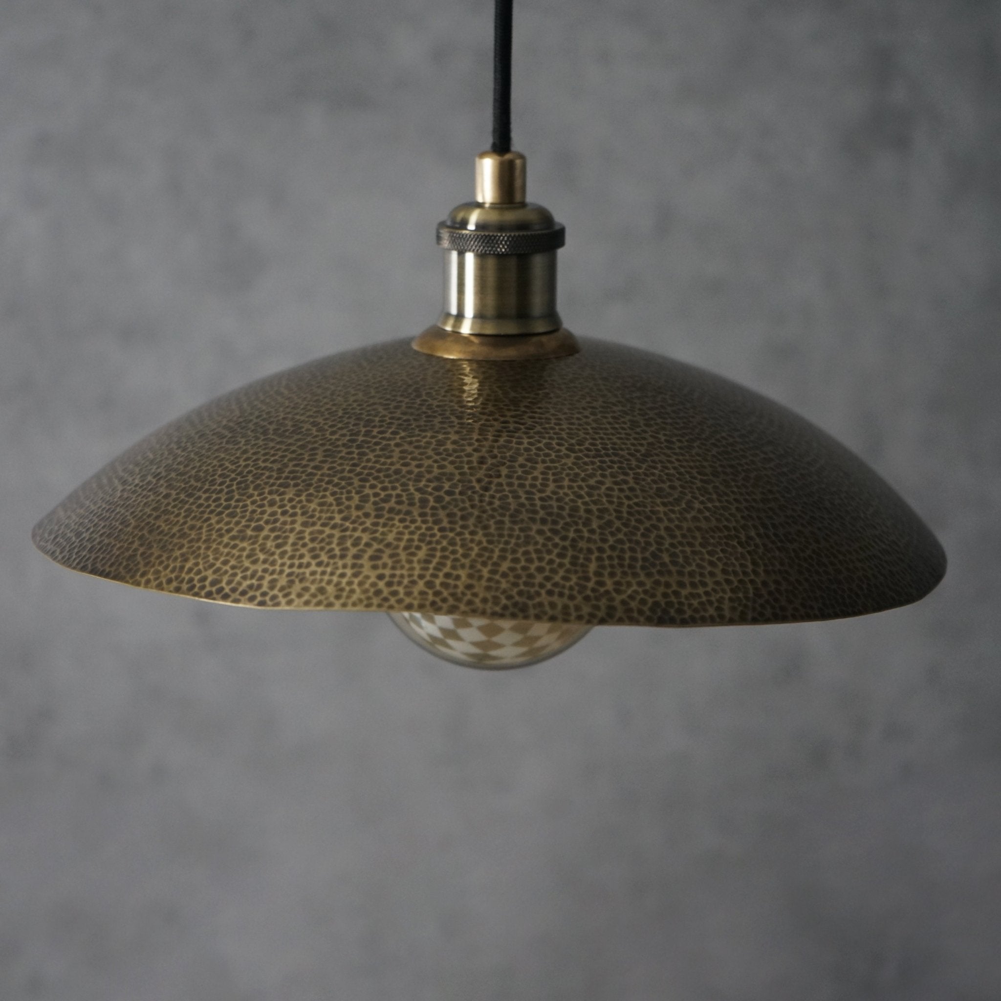 Hammered Bronze Finish Bowl Plate Pendant Light, Solid Brass Ceiling Light alternate view 11