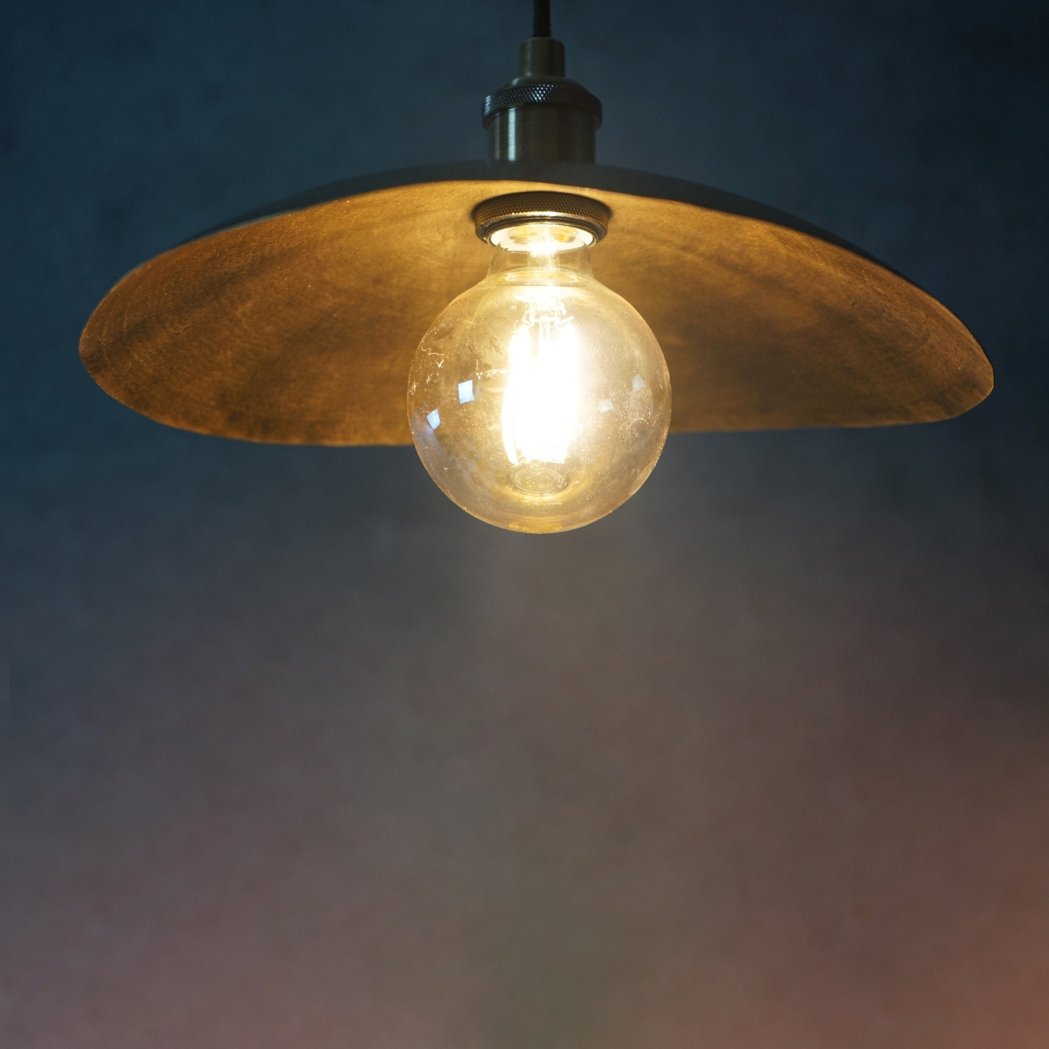 Hammered Bronze Finish Bowl Plate Pendant Light, Solid Brass Ceiling Light alternate view 4