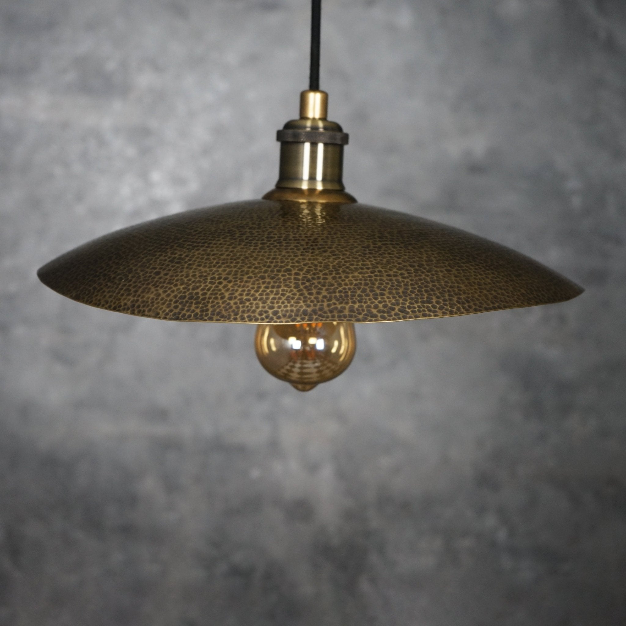 Hammered Bronze Finish Bowl Plate Pendant Light, Solid Brass Ceiling Light alternate view 8