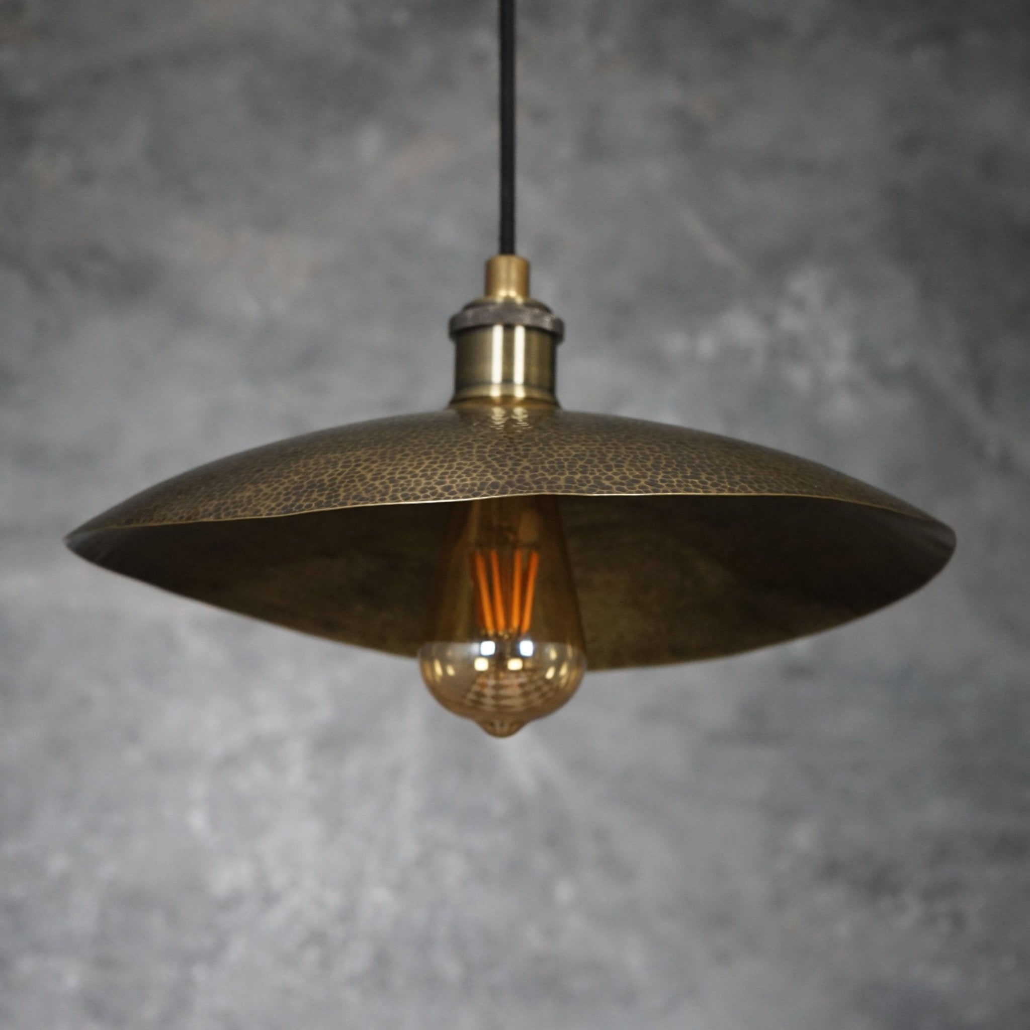 Hammered Bronze Finish Bowl Plate Pendant Light, Solid Brass Ceiling Light alternate view 2