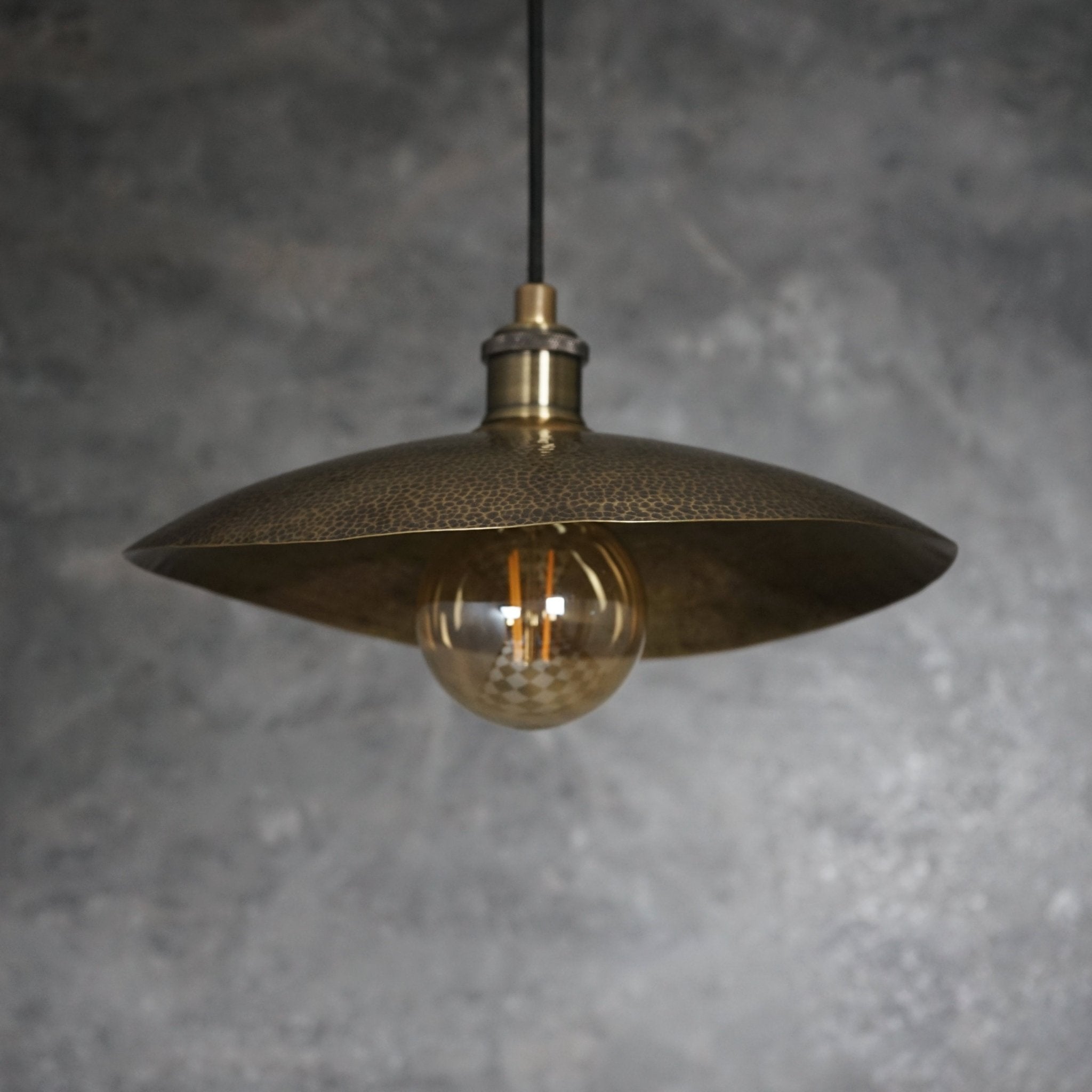 Hammered Bronze Finish Bowl Plate Pendant Light, Solid Brass Ceiling Light alternate view 3