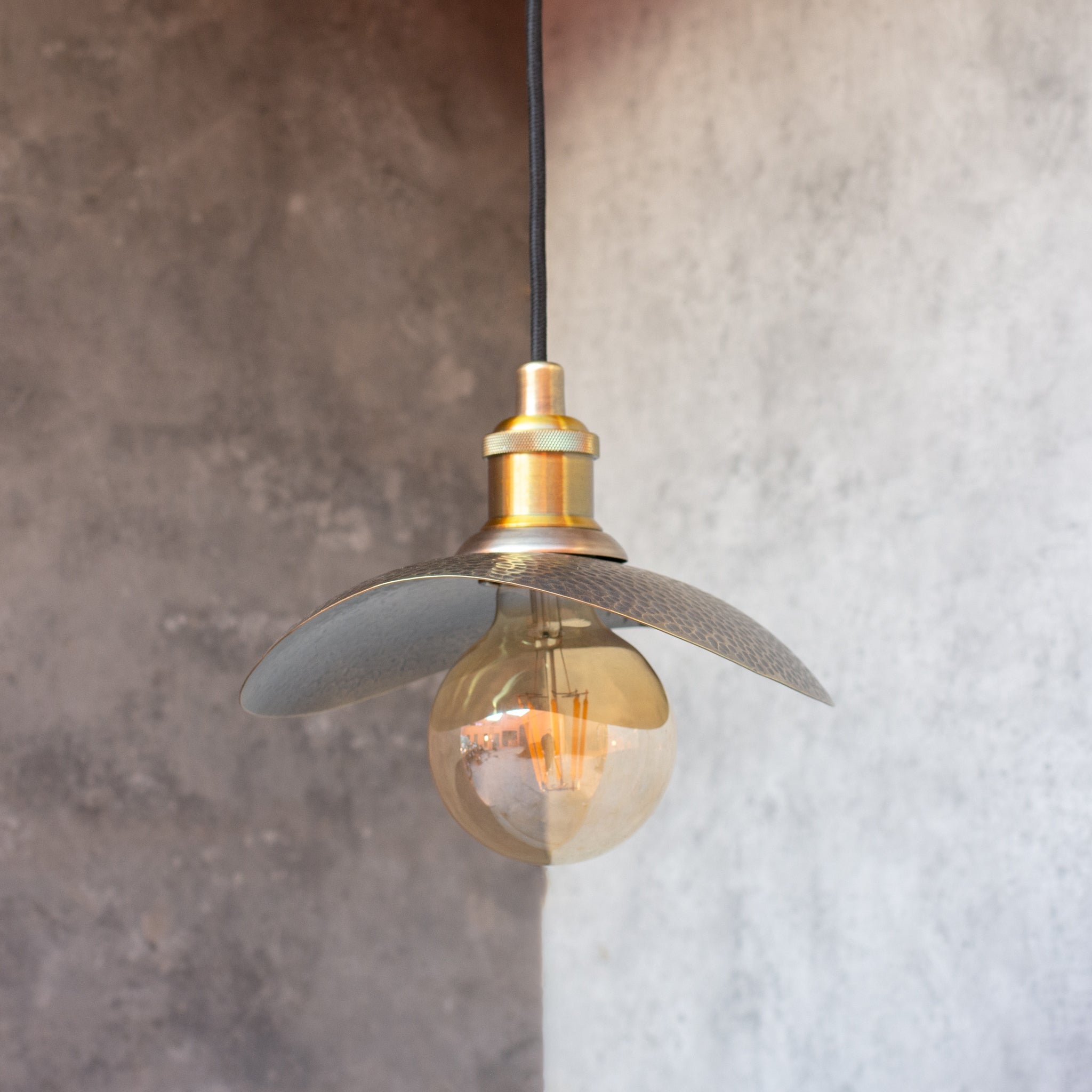 Hammered Bronze Finish Curved Plate Pendant Light, Solid Brass Ceiling Light, Leaf Pendant Light Bronze alternate view 3