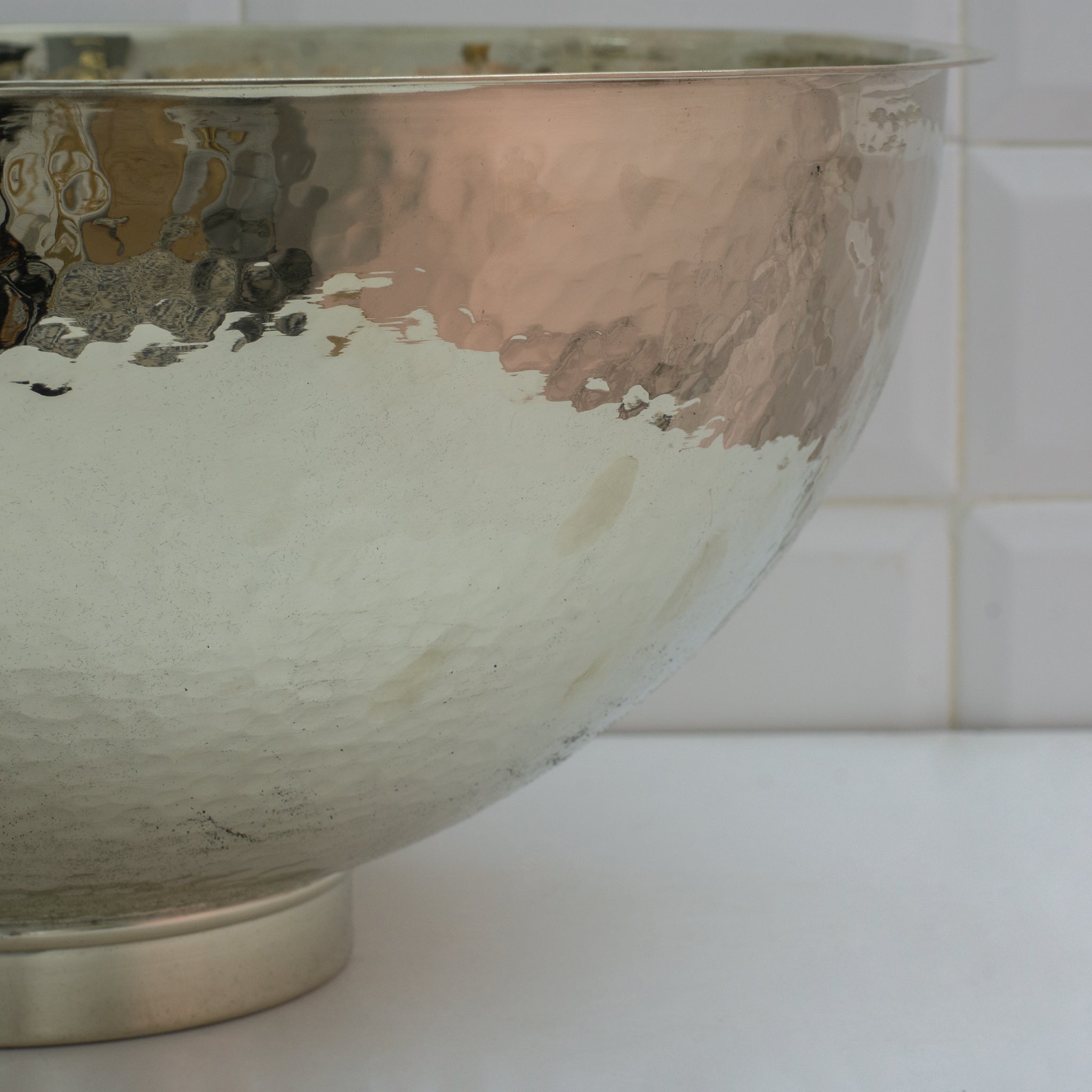 Hammered German Silver Bowl Vessel Sink – Handcrafted Bathroom Vanity Sink alternate view 5