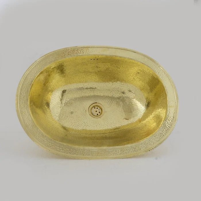 Hammered Oval Brass Sink, Drop-in Brass Bathroom Sink, Antique Brass Sink alternate view 2