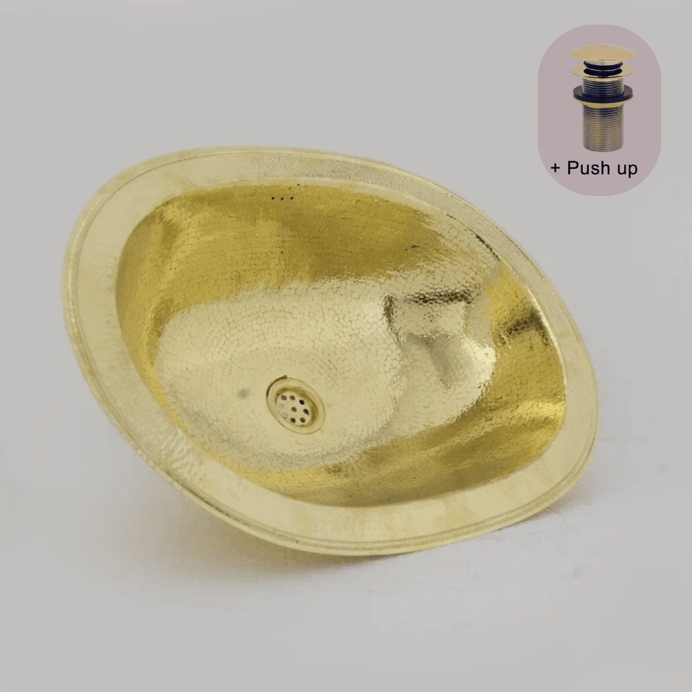 Hammered Oval Brass Sink, Drop-in Brass Bathroom Sink, Antique Brass Sink alternate view 8