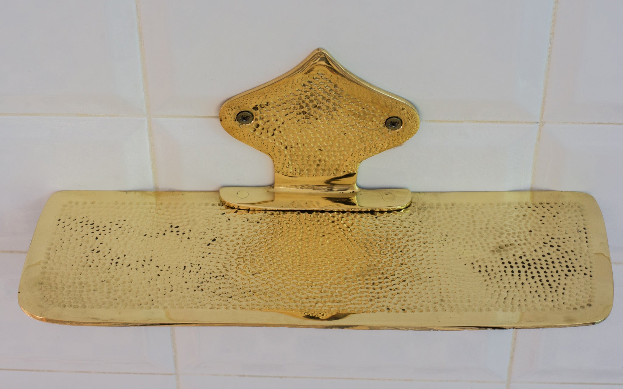 Hammered Solid Brass Floating Shelf, Bathroom Bottle Holder, Wall Mount Shelf Brass alternate view 8