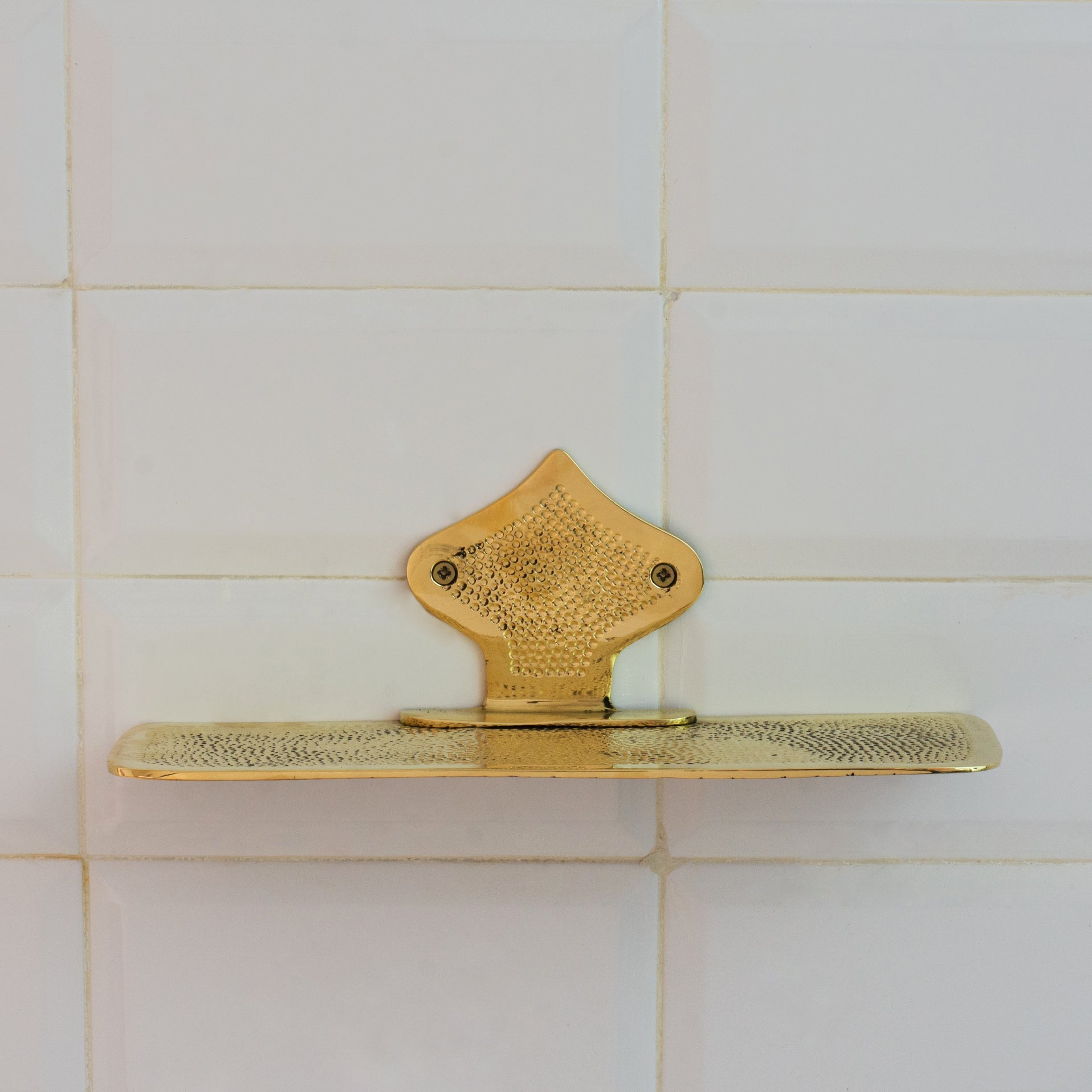 Hammered Solid Brass Floating Shelf, Bathroom Bottle Holder, Wall Mount Shelf Brass alternate view 3