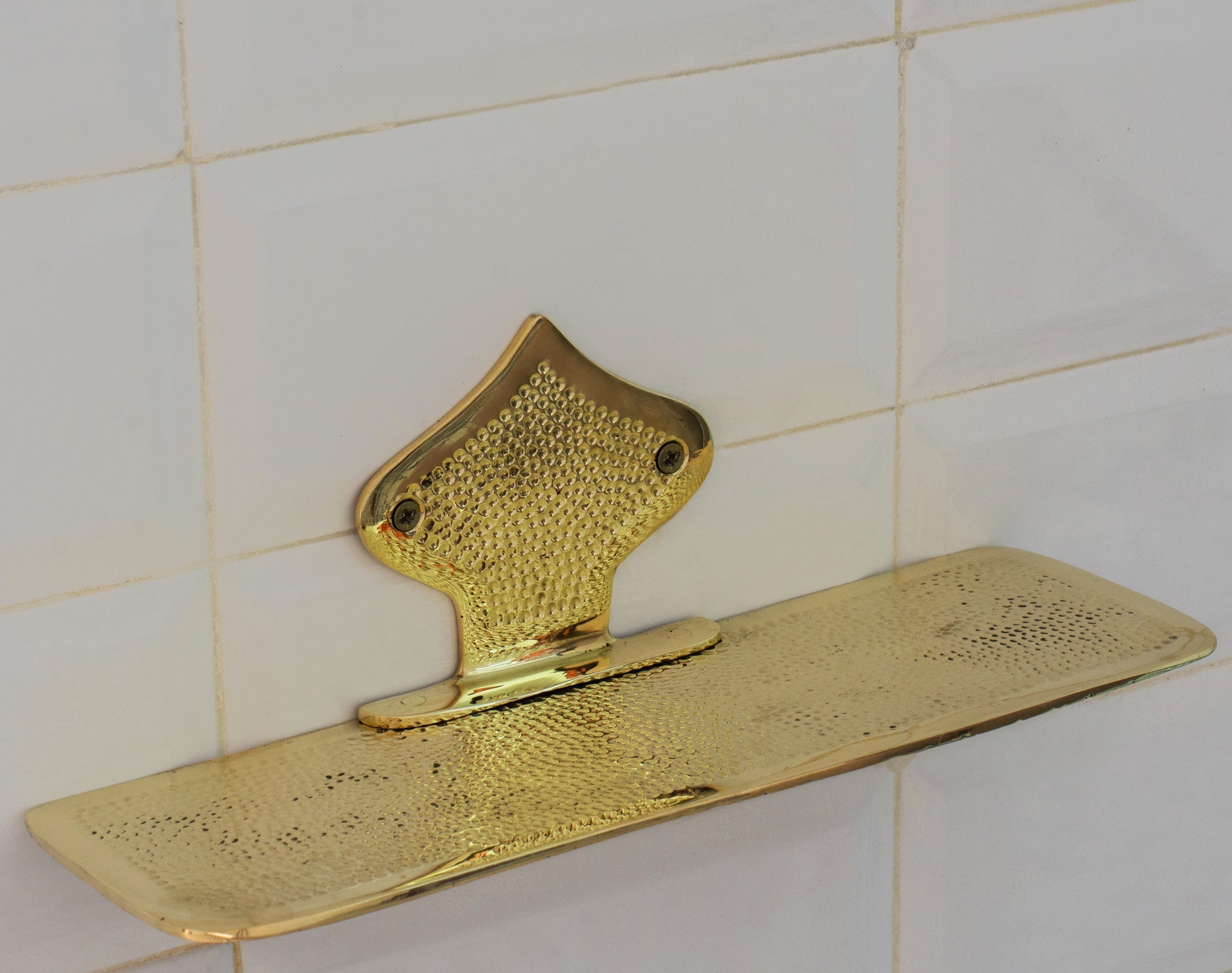 Hammered Solid Brass Floating Shelf, Bathroom Bottle Holder, Wall Mount Shelf Brass alternate view 7