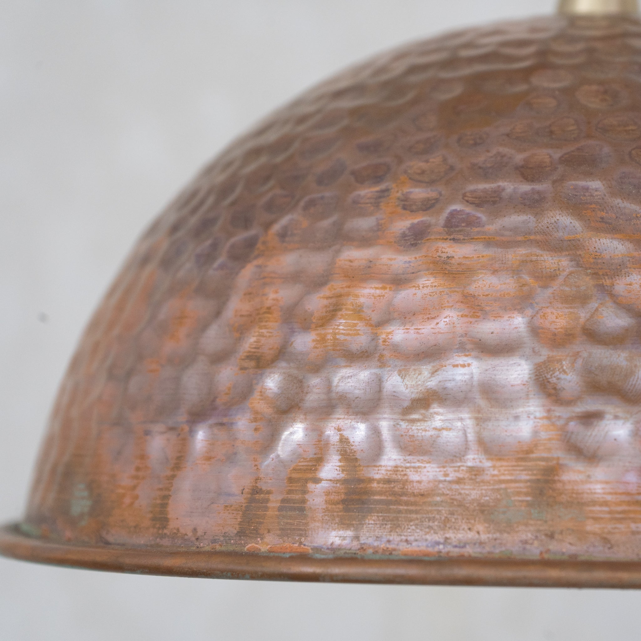 Hand-Hammered Wide Copper Dome Pendant - Rustic Moroccan Hanging Light for Kitchen & Dining alternate view 8