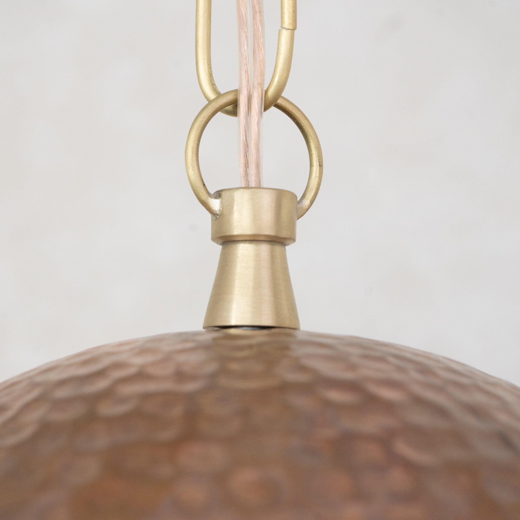 Hand-Hammered Wide Copper Dome Pendant - Rustic Moroccan Hanging Light for Kitchen & Dining alternate view 7