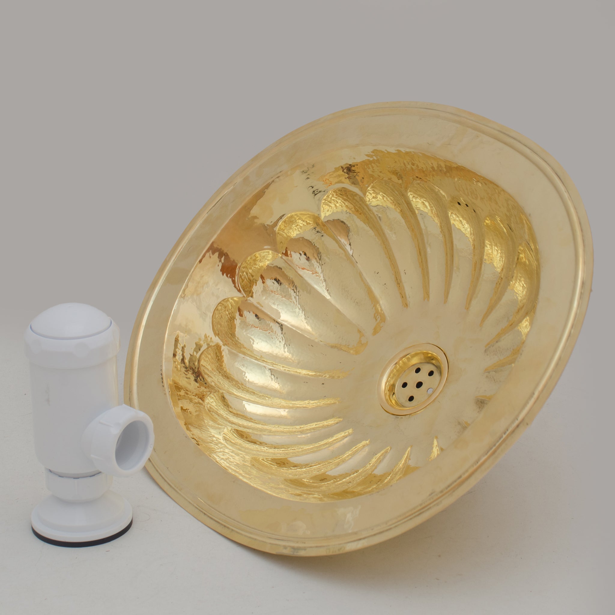 Handcrafted Petal Etched Oval Solid Brass Sink, Drop In Customizable Brass Kitchen Sink alternate view 7
