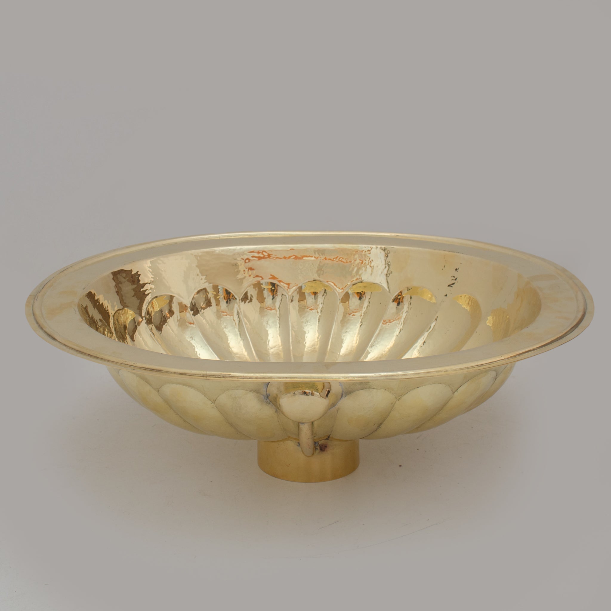 Handcrafted Petal Etched Oval Solid Brass Sink, Drop In Customizable Brass Kitchen Sink alternate view 3