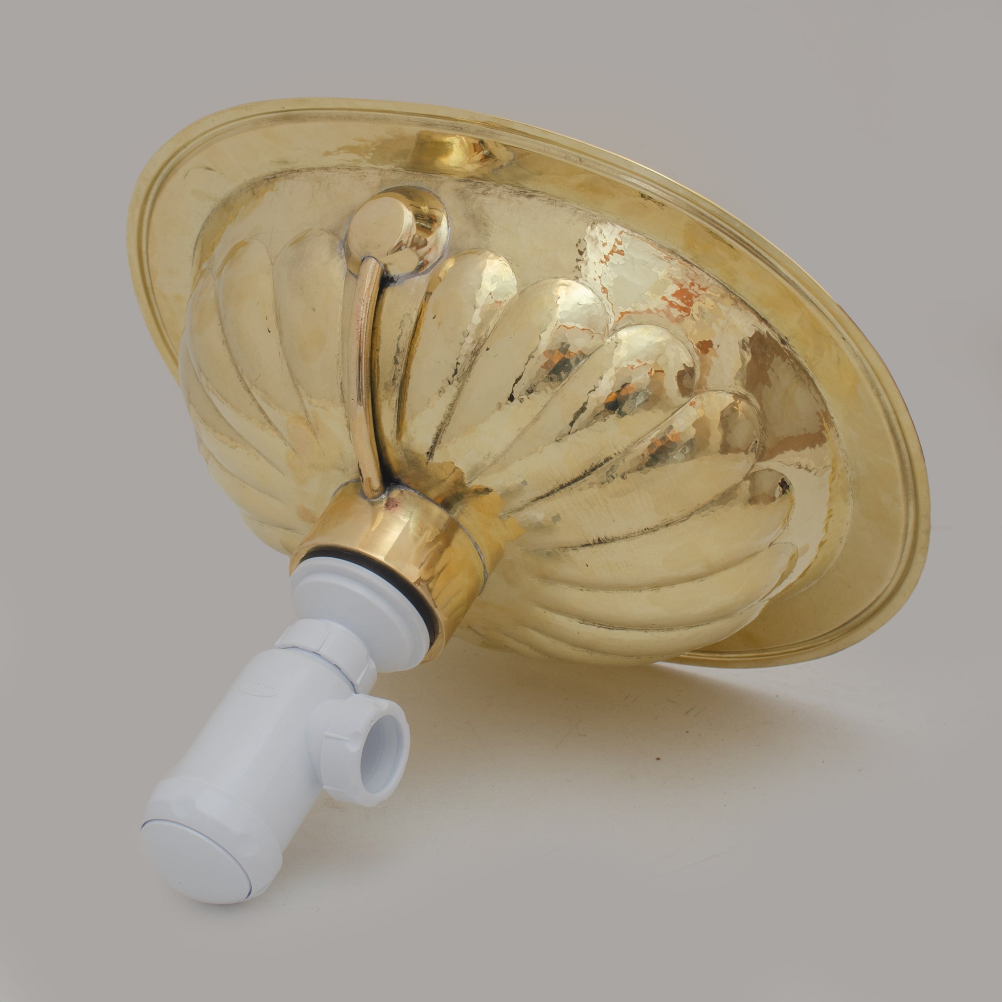 Handcrafted Petal Etched Oval Solid Brass Sink, Drop In Customizable Brass Kitchen Sink alternate view 5