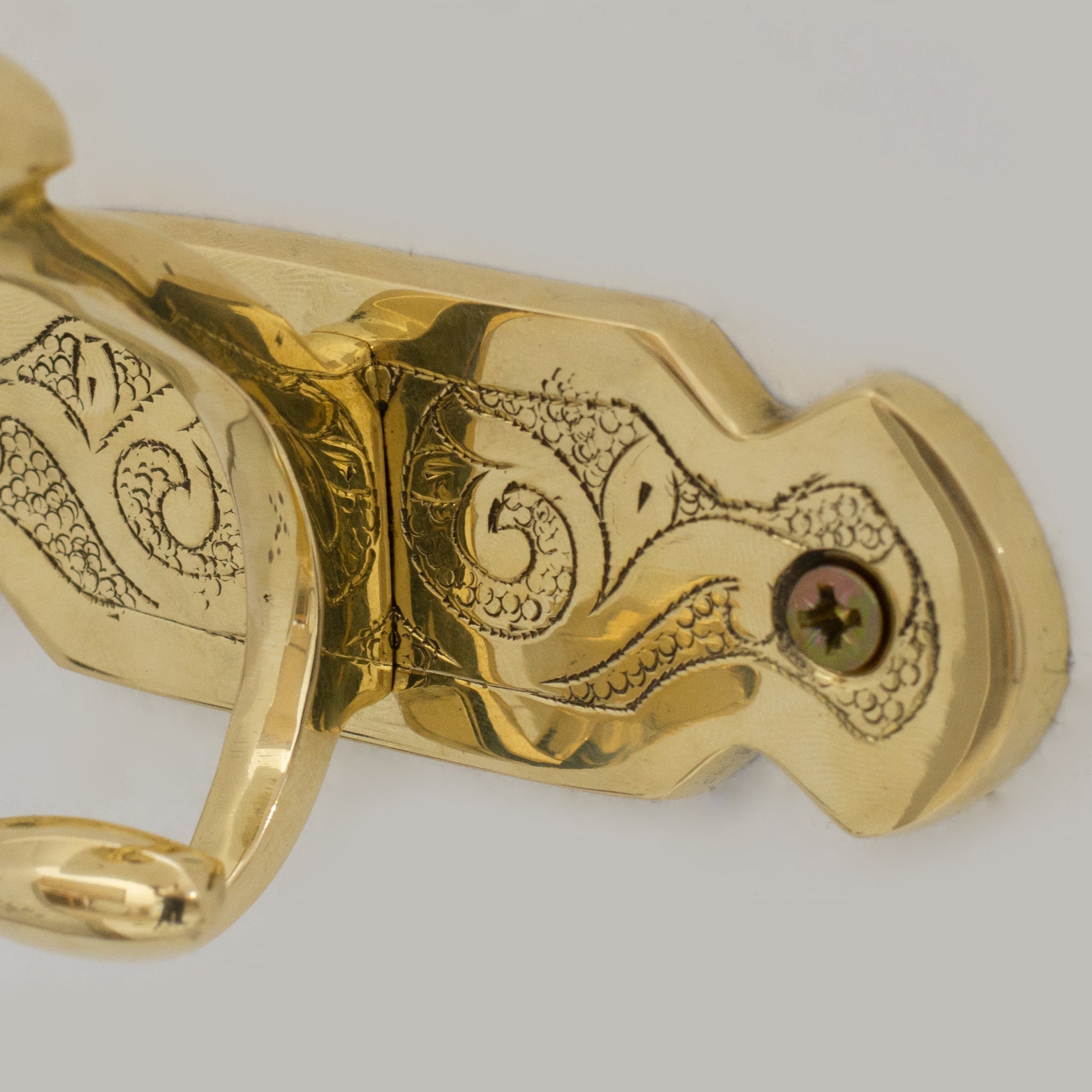 Handcrafted Single Hook, Engraved Wall Hook, Brass Coat Hook, Clothes Hooks alternate view 3