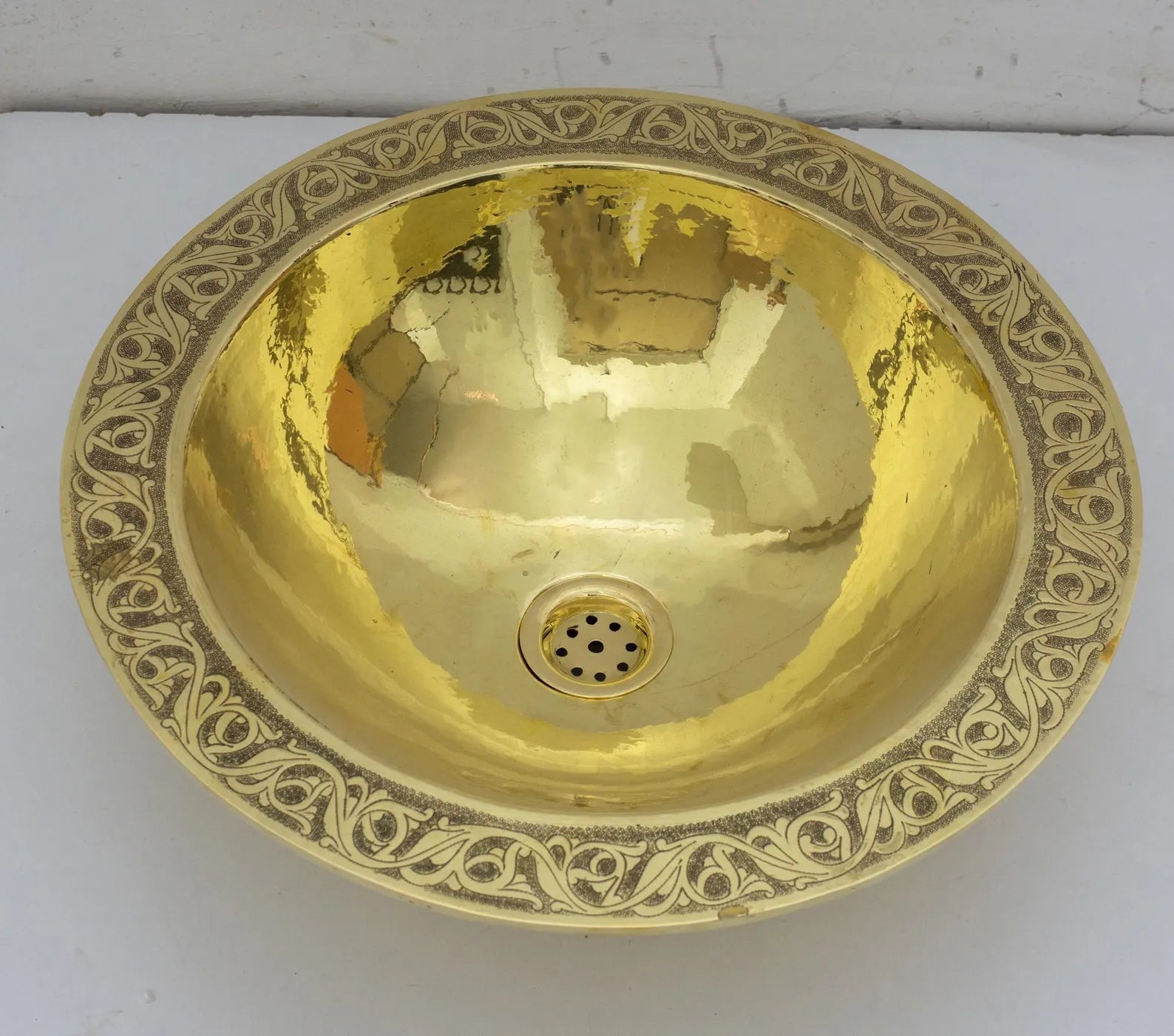 Handcrafted Solid Brass Drop-in Sink, Bathroom Sink, Round Sink, Drop-in Basin Sink alternate view 8